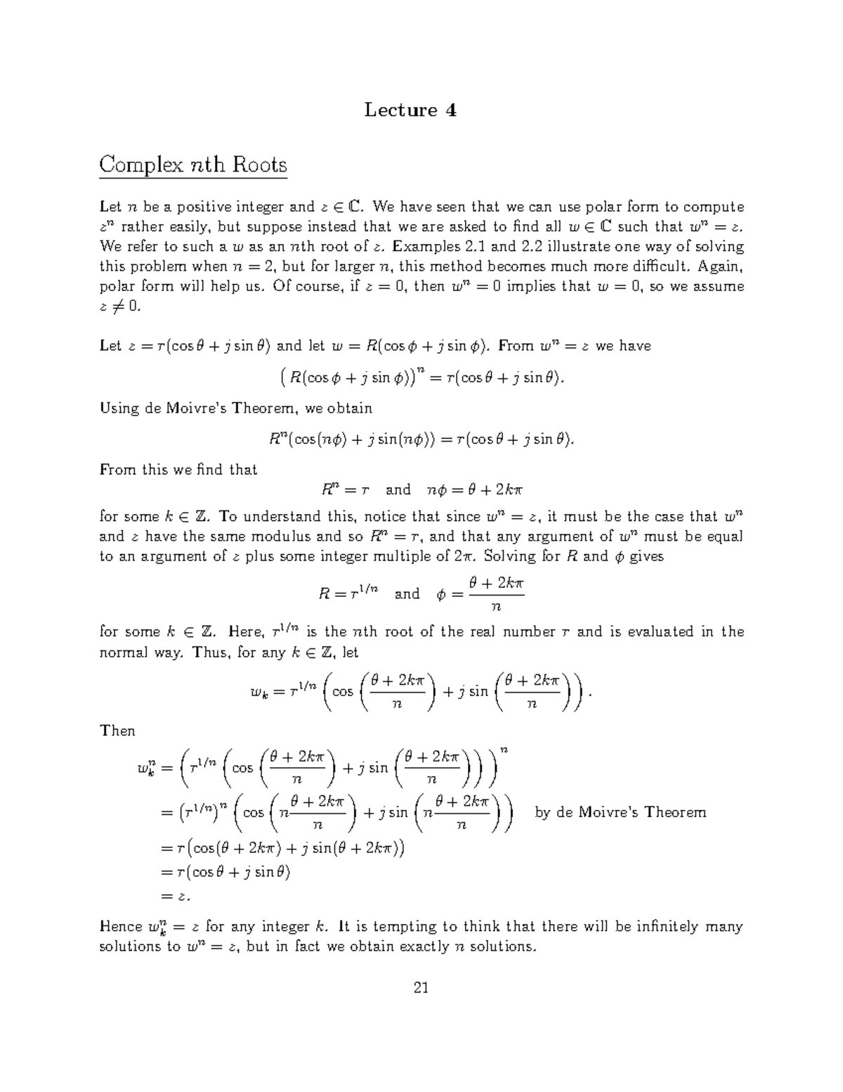 4-complex-roots-exponential-lecture-4-complexnth-roots-letnbe-a