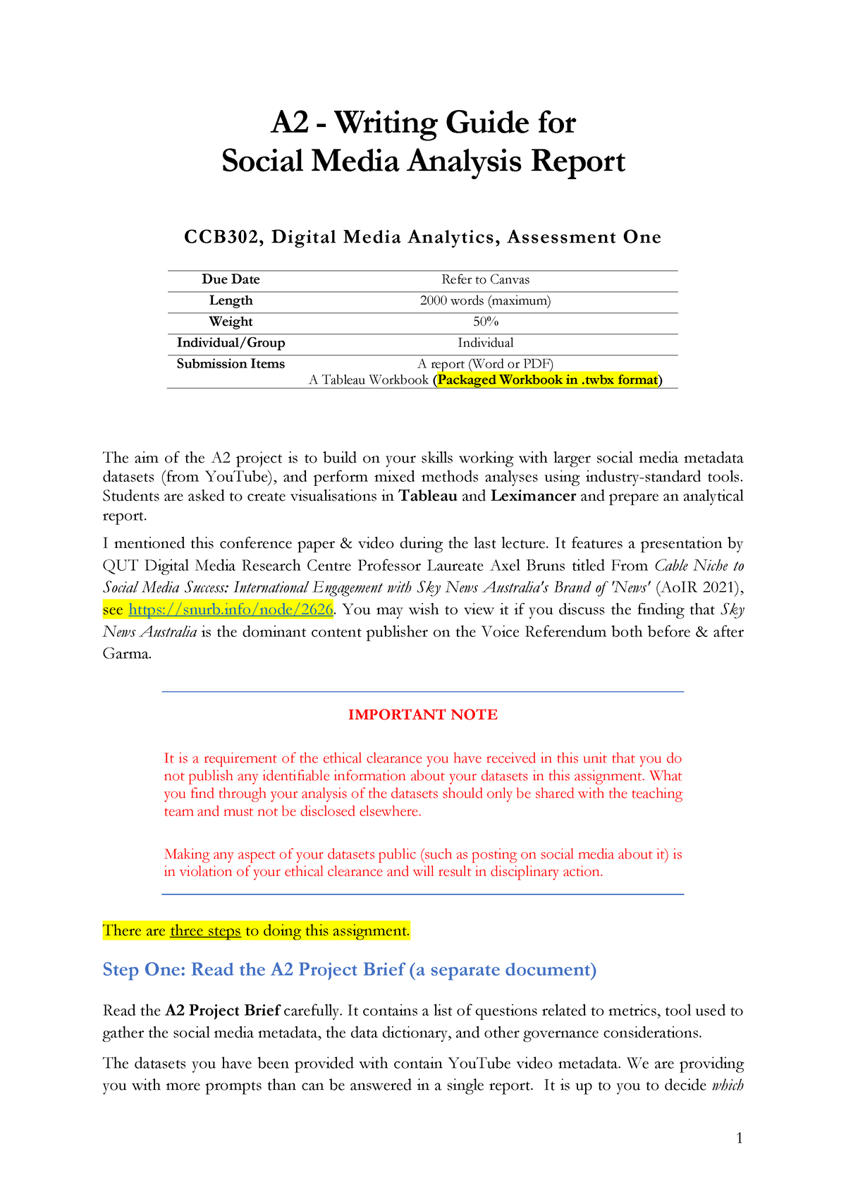 A2 Writing Guide for Social Media Analysis 2023 - A 2 - Writing Guide ...