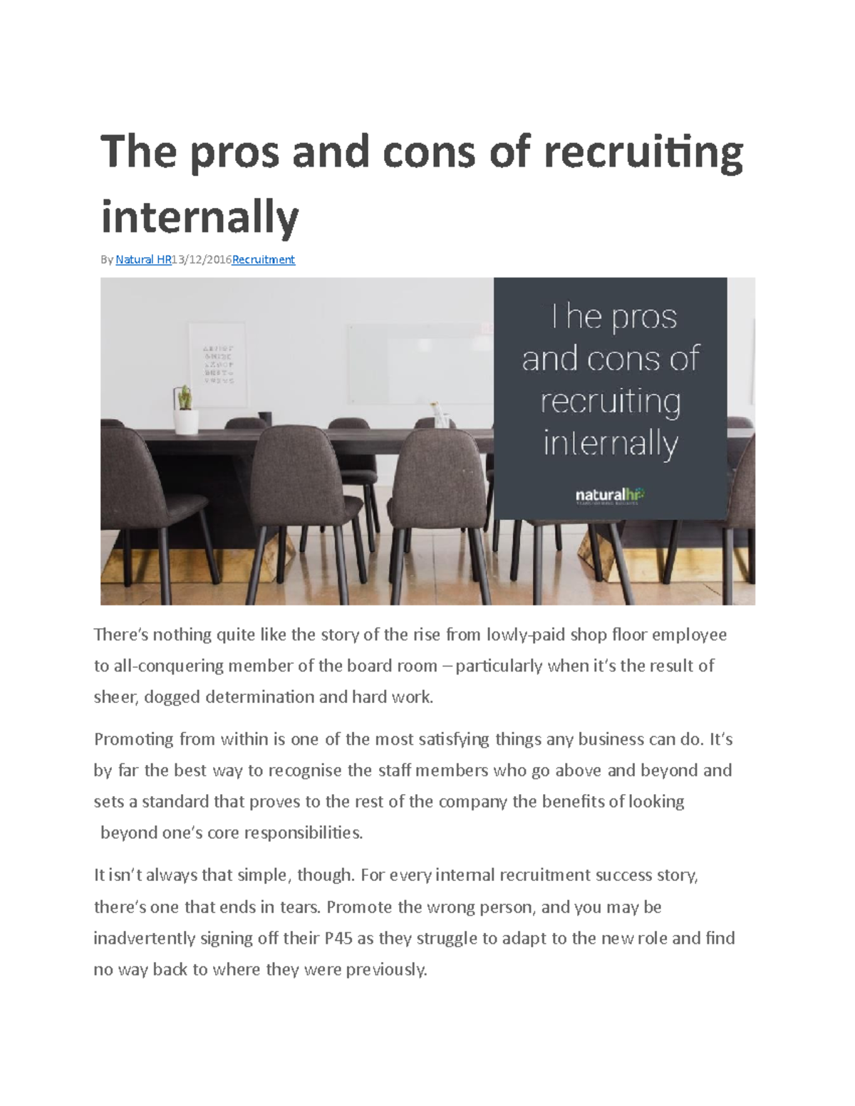 Pros And Cons Of Internal Recruitment - The Pros And Cons Of Recruiting ...