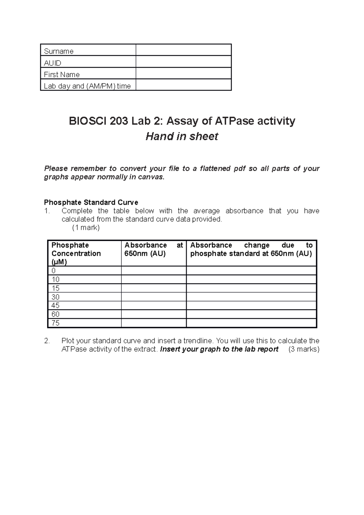 Biosci 203 Lab 2 Hand In Sheet 2023 - BIOSCI 203 Lab 2: Assay Of ATPase ...