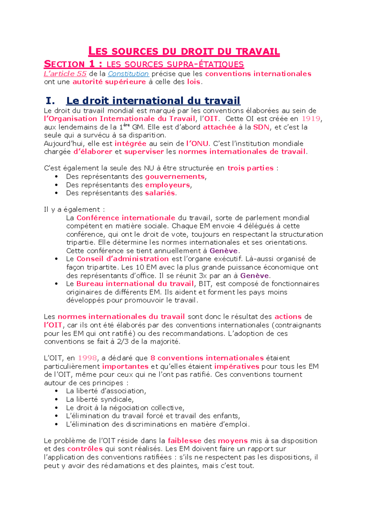 Chapitre 1 - Section 1 - LES SOURCES DU DROIT DU TRAVAIL SECTION 1 ...