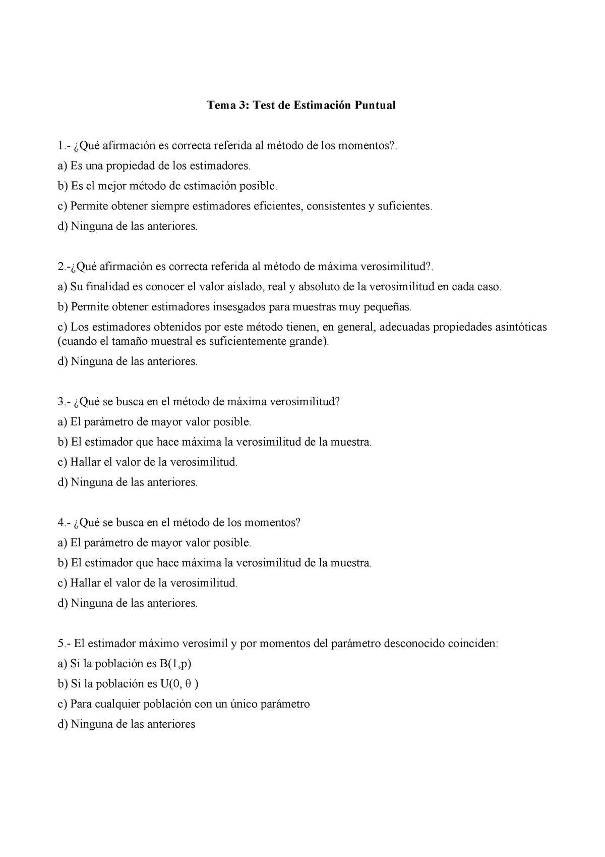 Testteoriatema 3 - Test Tema 3 - Tema 3: Test De Estimacion Puntual 1 ...