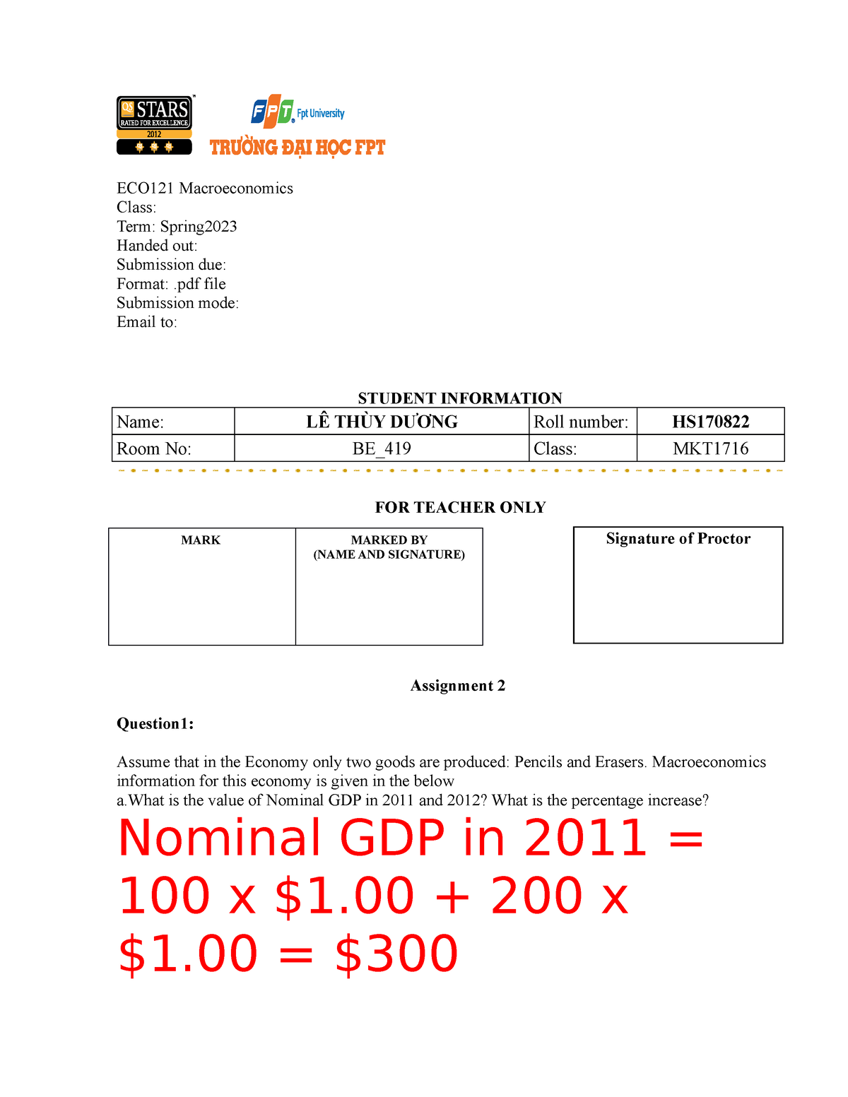 ECO121 Individual Assignment 02 Lê Thùy Dương - ECO121 Macroeconomics ...