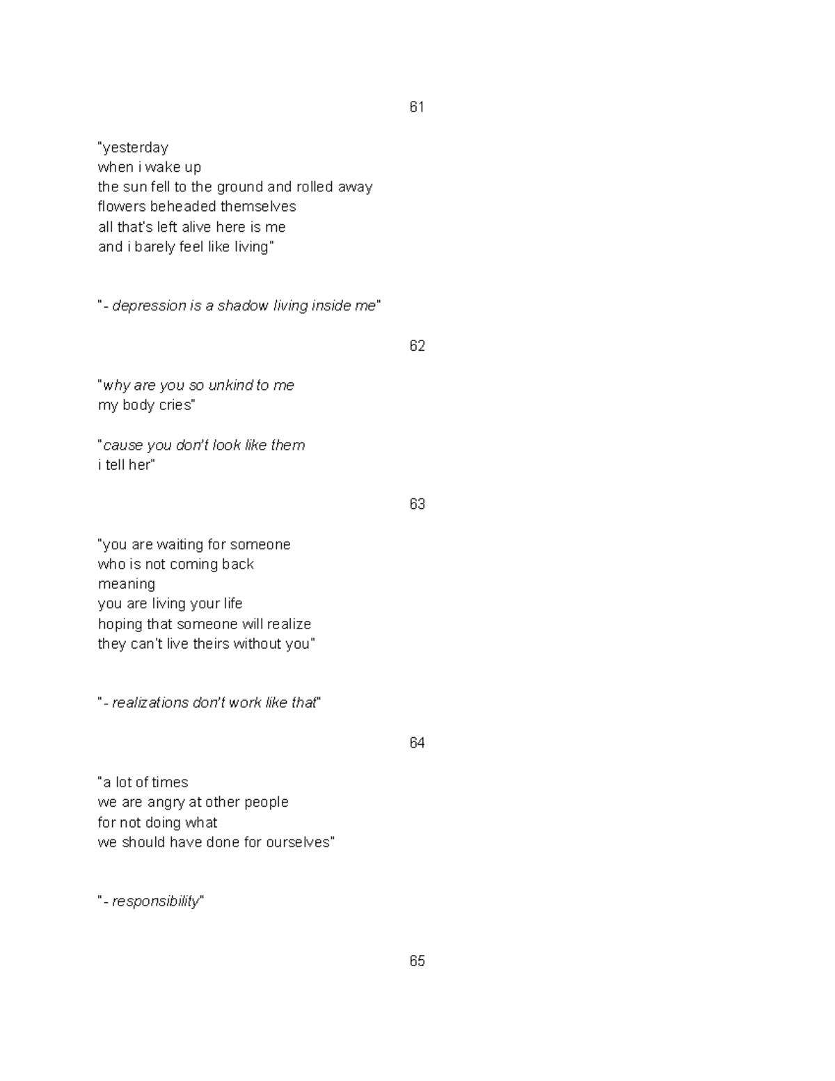 Rupi Kaur's The Sun And Her Flowers Pages 6190 61 “yesterday when i