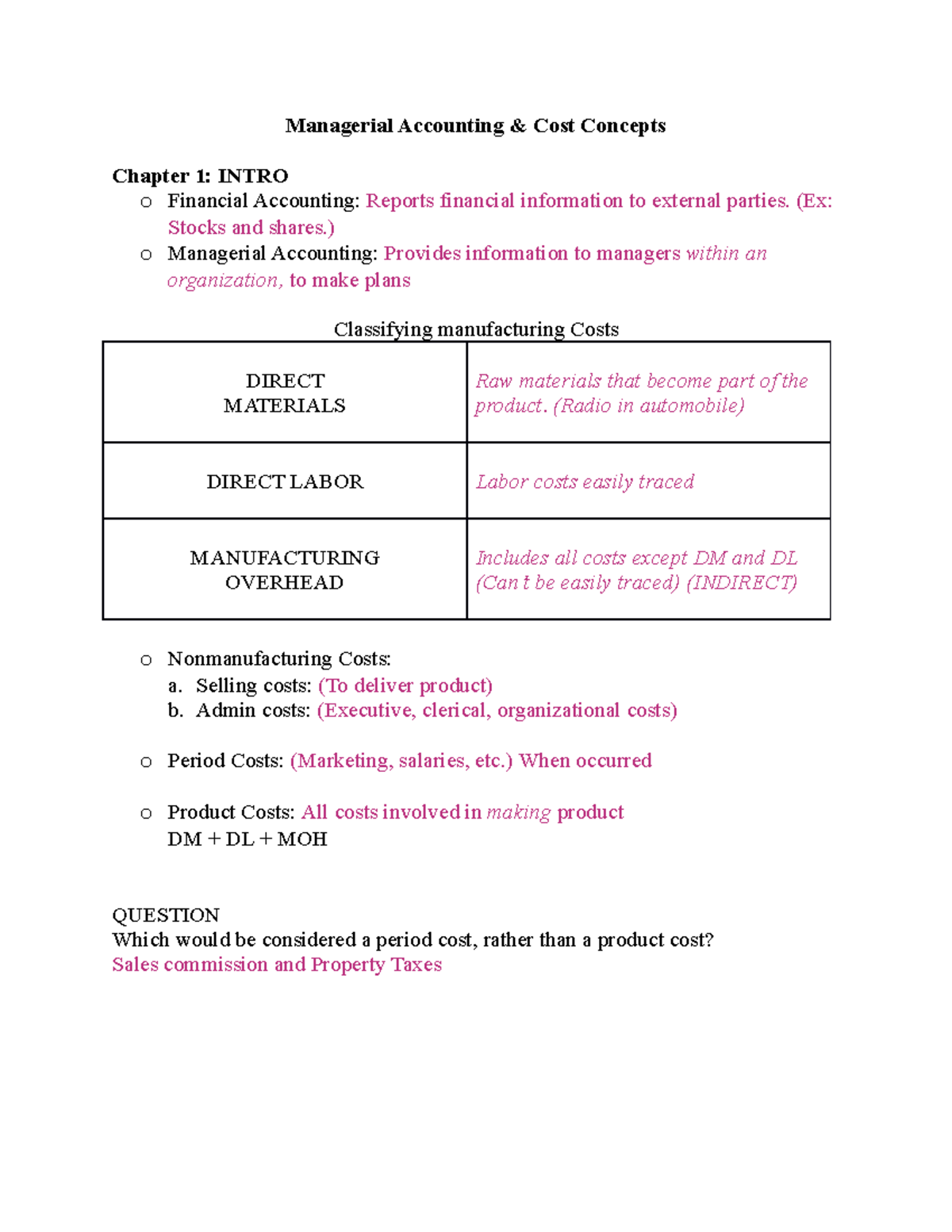 introduction to managerial accounting homework answers