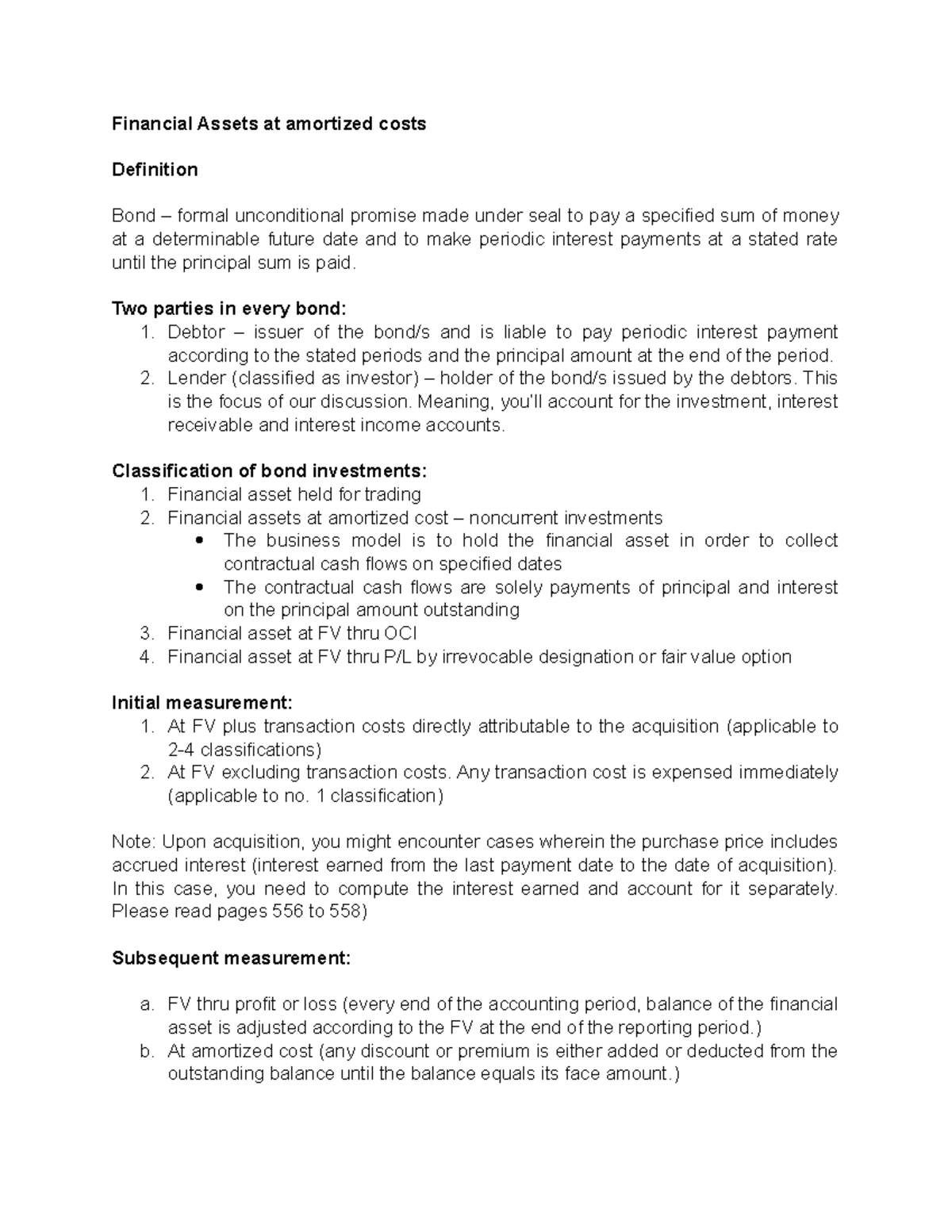 Notes Financial Assets at amortized costs - Financial Assets at ...