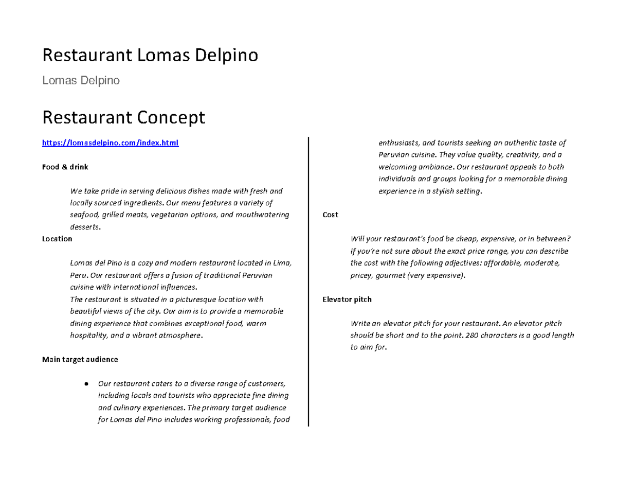 Lomas del Delpino - Homepage Mockups - Restaurant Lomas Delpino Lomas ...