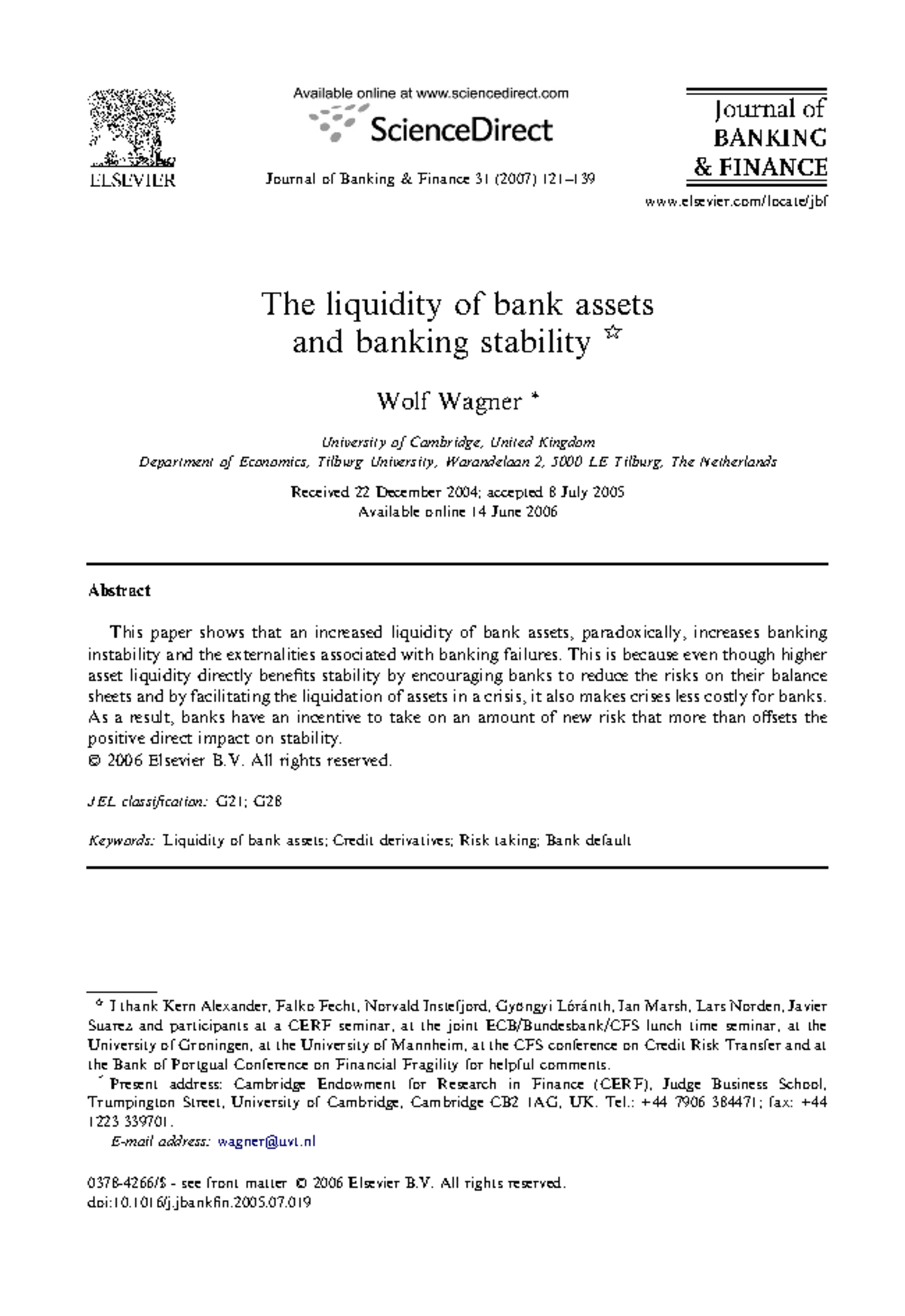 104743 The Liquidity Of Bank Assets And Banking - The Liquidity Of Bank ...