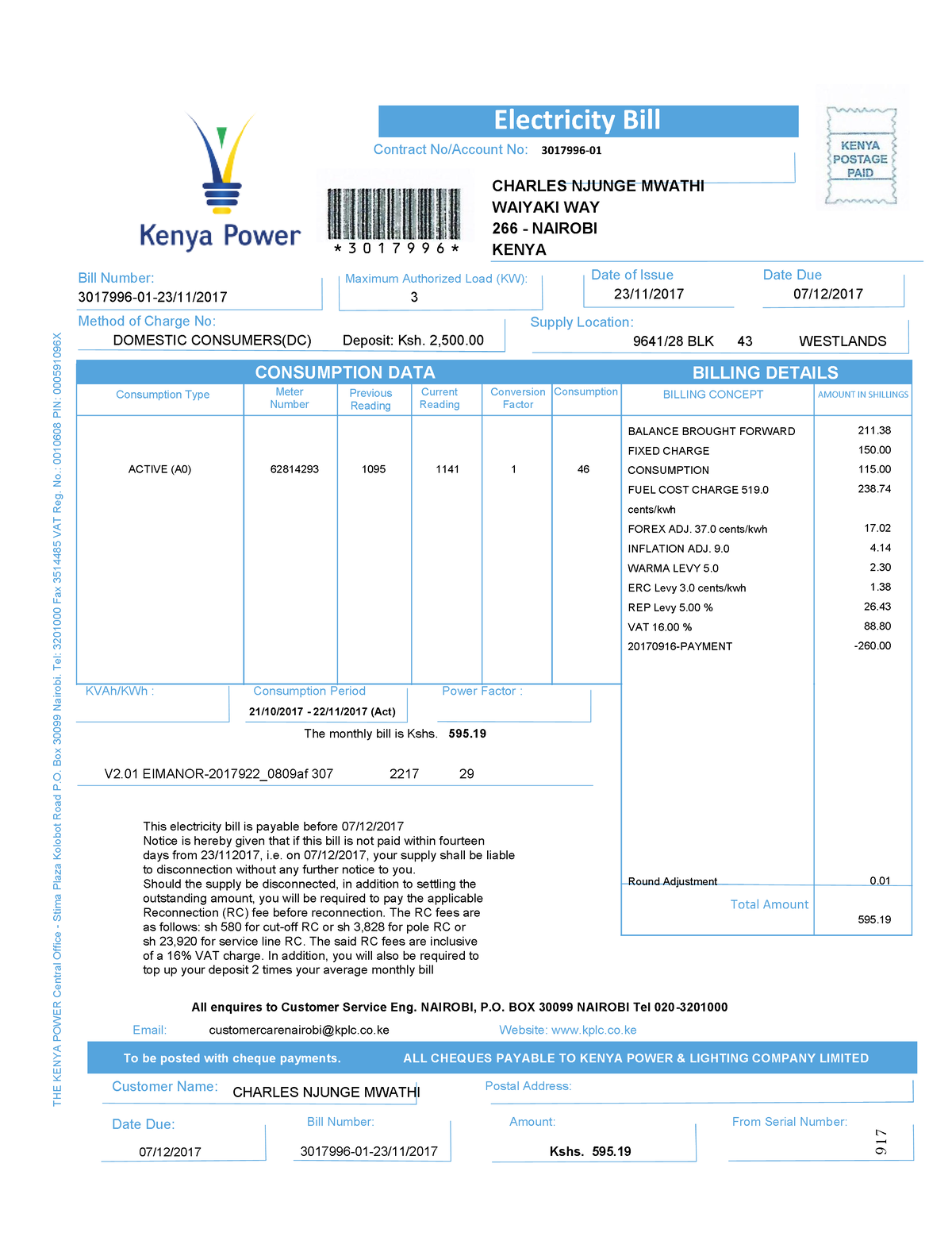 Pdfcookie.com mwathi-utility-bill-1 - Electricity Bill Contract No ...