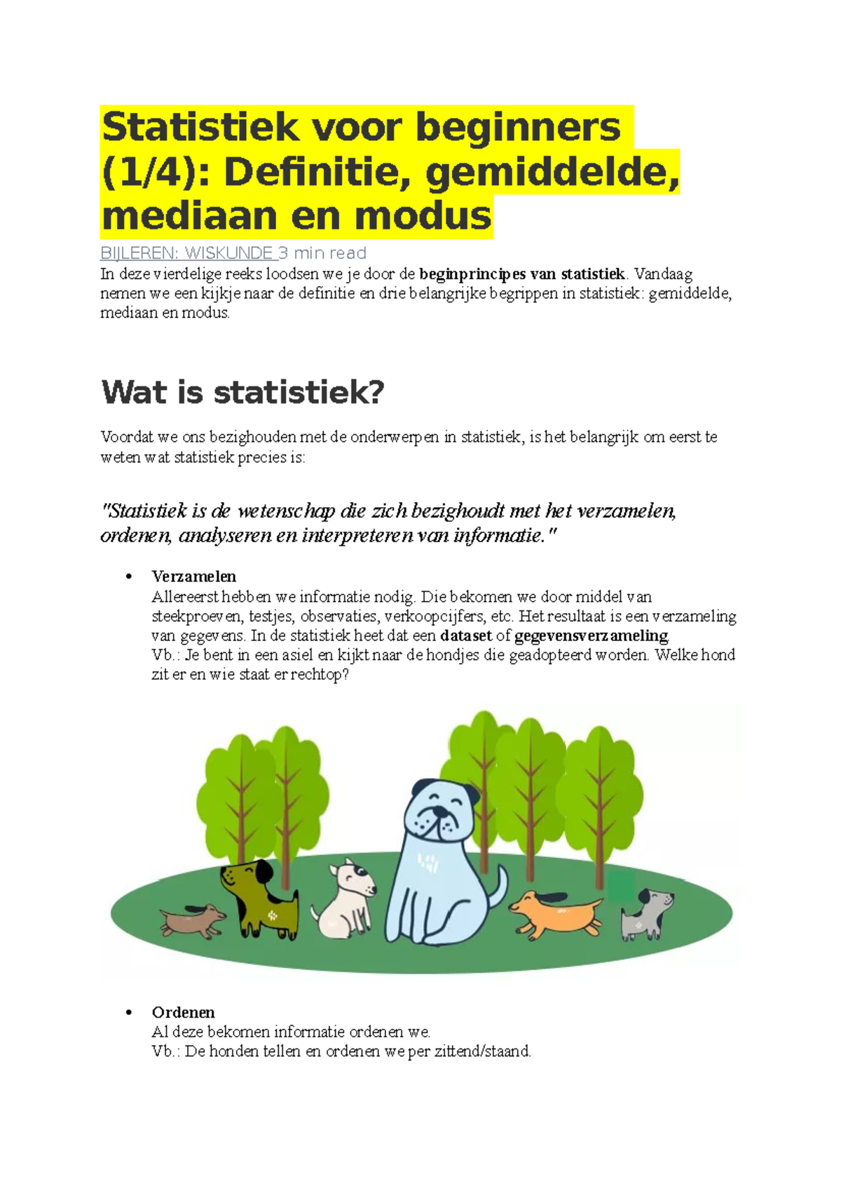 Statistiek - Bijenhuis - Statistiek Voor Beginners (1/4): Definitie ...