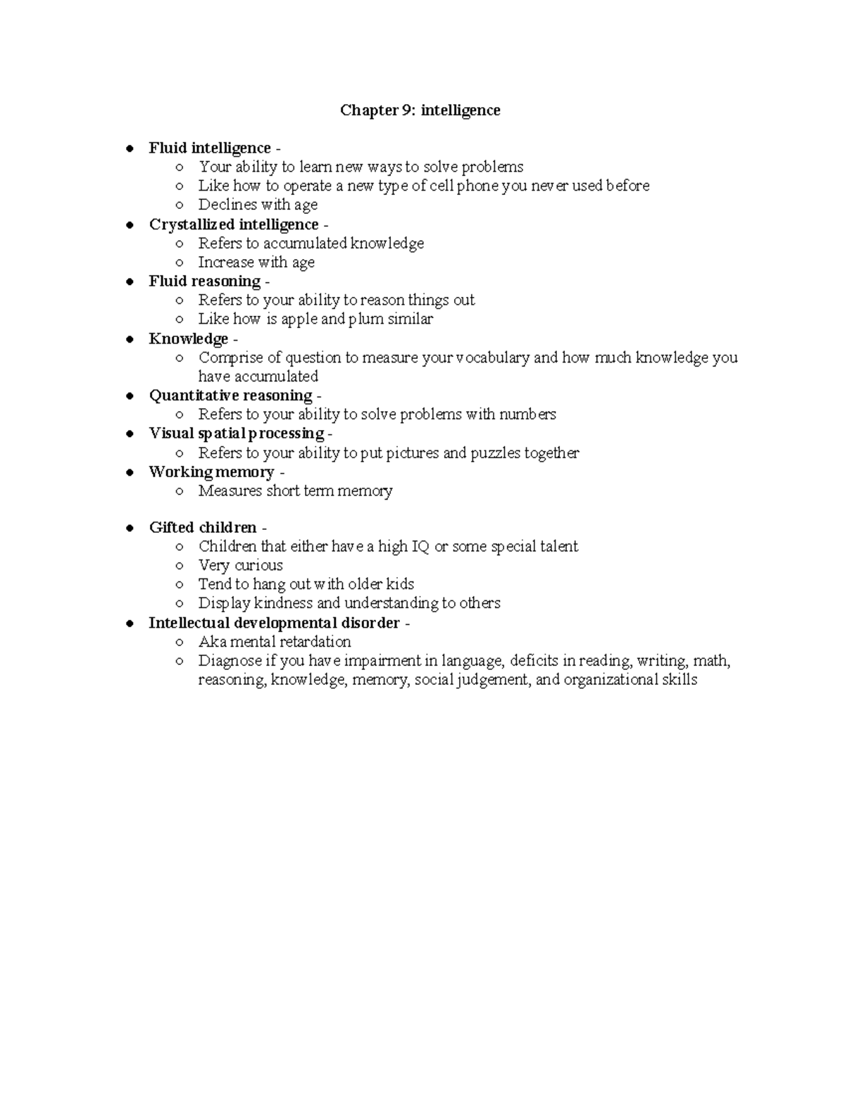 Chapter 9 Intelligence Chapter 9 Intelligence Fluid Intelligence