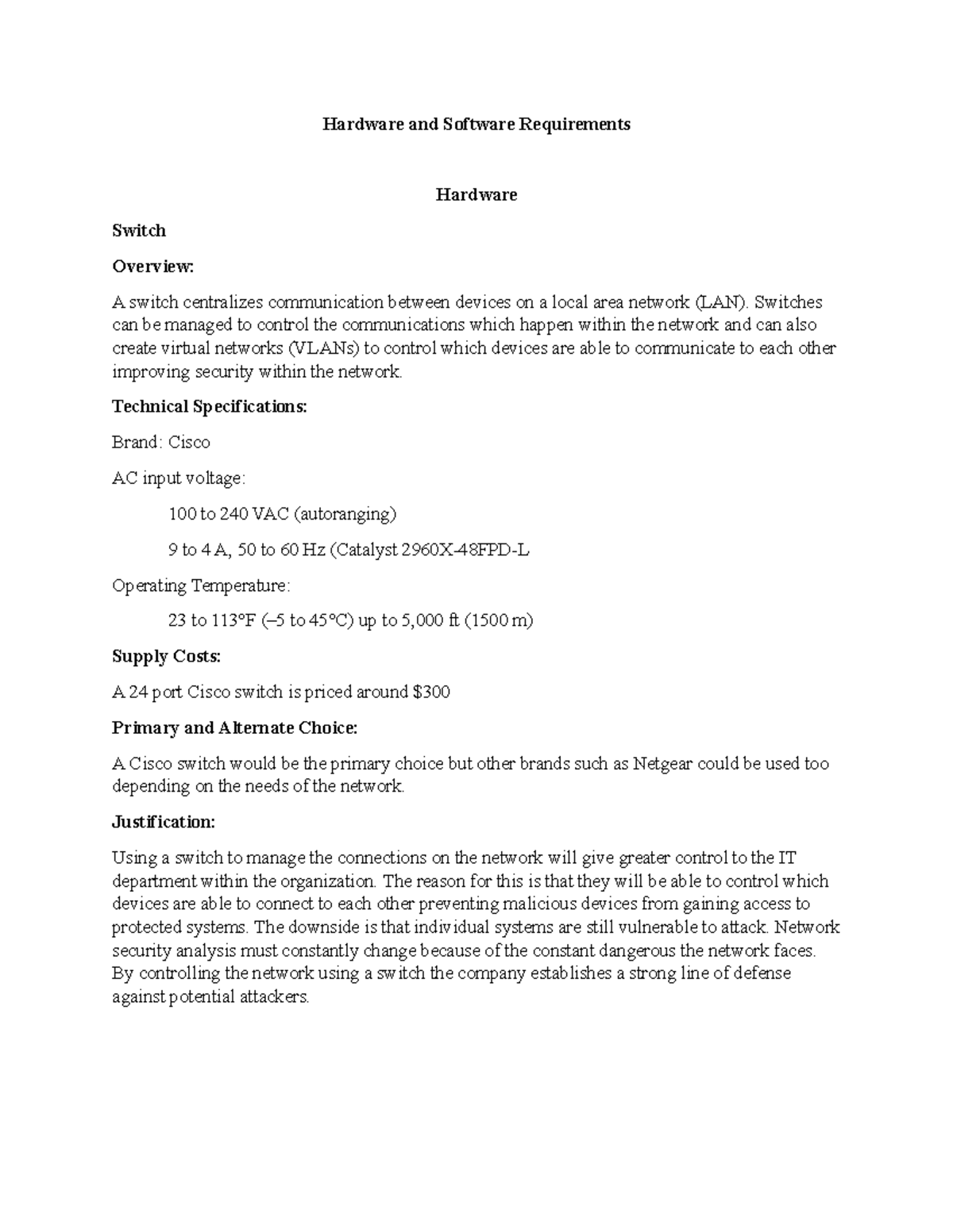 Hardware and Software Requirements Hardware and Software Requirements