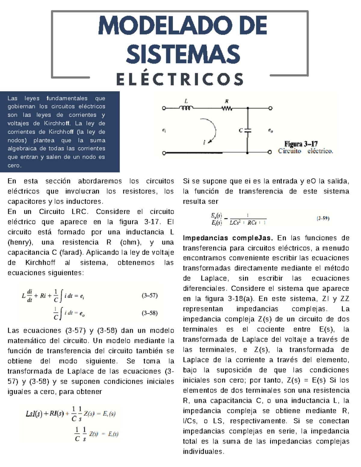 Modelado de sistemas eléctricos - E L É C T R I C O S MODELADO DE ...