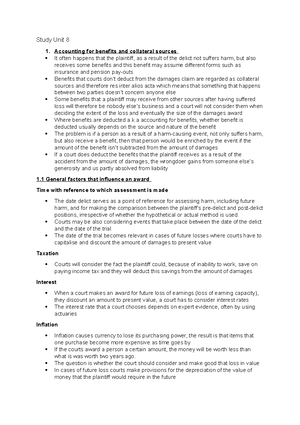IURI 273 LAW OF Delict Notes - IURI 273 LAW OF DELICT Study Unit 1 The ...
