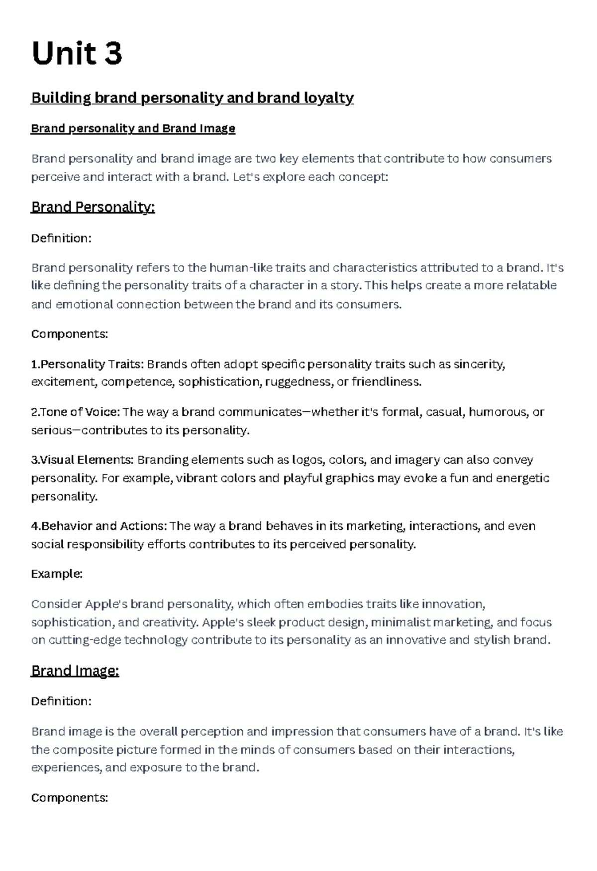 Unit 3-2 4 - yes i loge dtudy - Unit 3 Building brand personality and ...