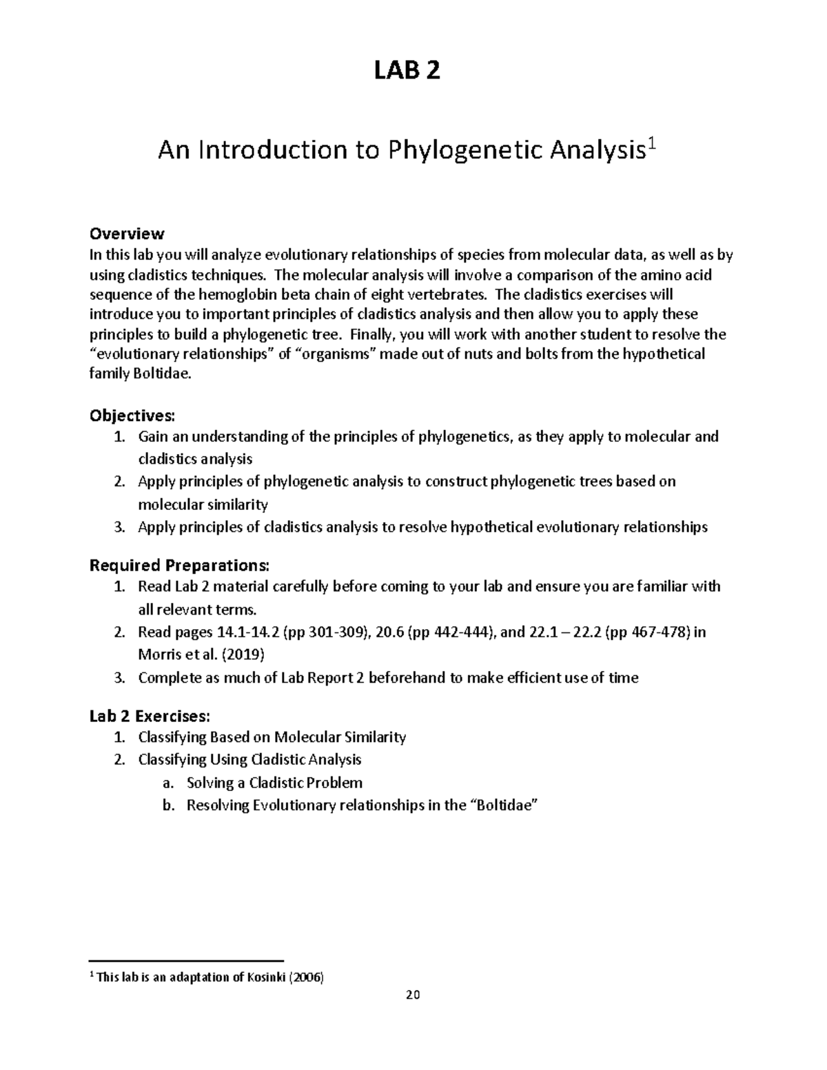 04 BIOA01 Lab 2 Introduction to Phylogenetic Analysis F2019 20-43 - LAB ...