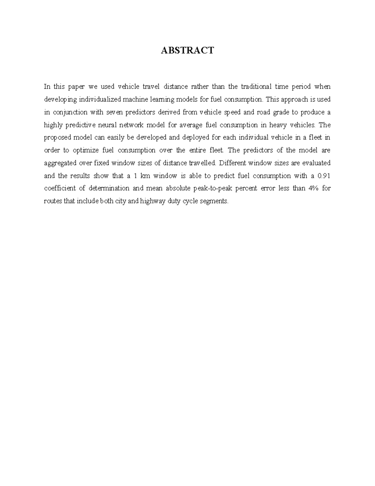 Abstract MINI Project - ABSTRACT In this paper we used vehicle travel ...