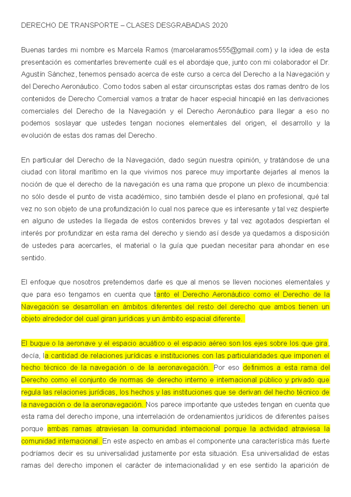 Derecho DeTransporte - Clases Desgrabadas Año 2020- Facultad De Derecho ...