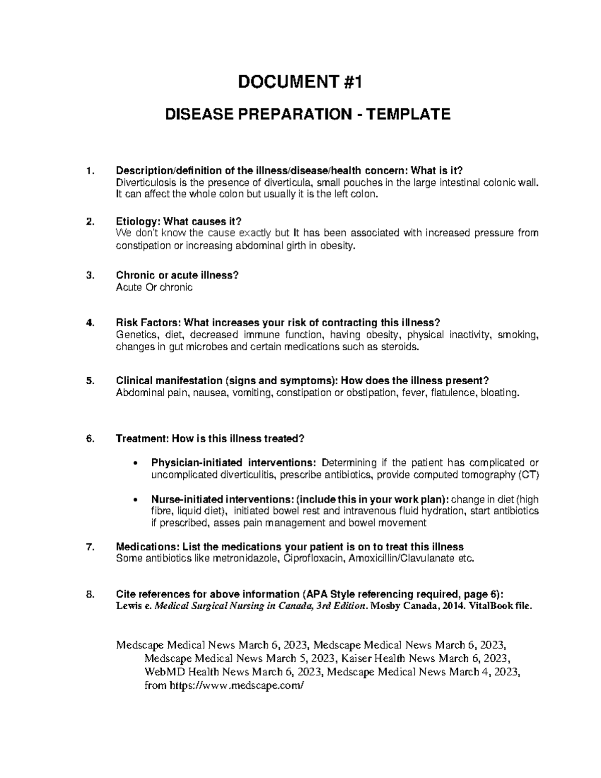 Document 1 Disease Preparation - 180 - Studocu