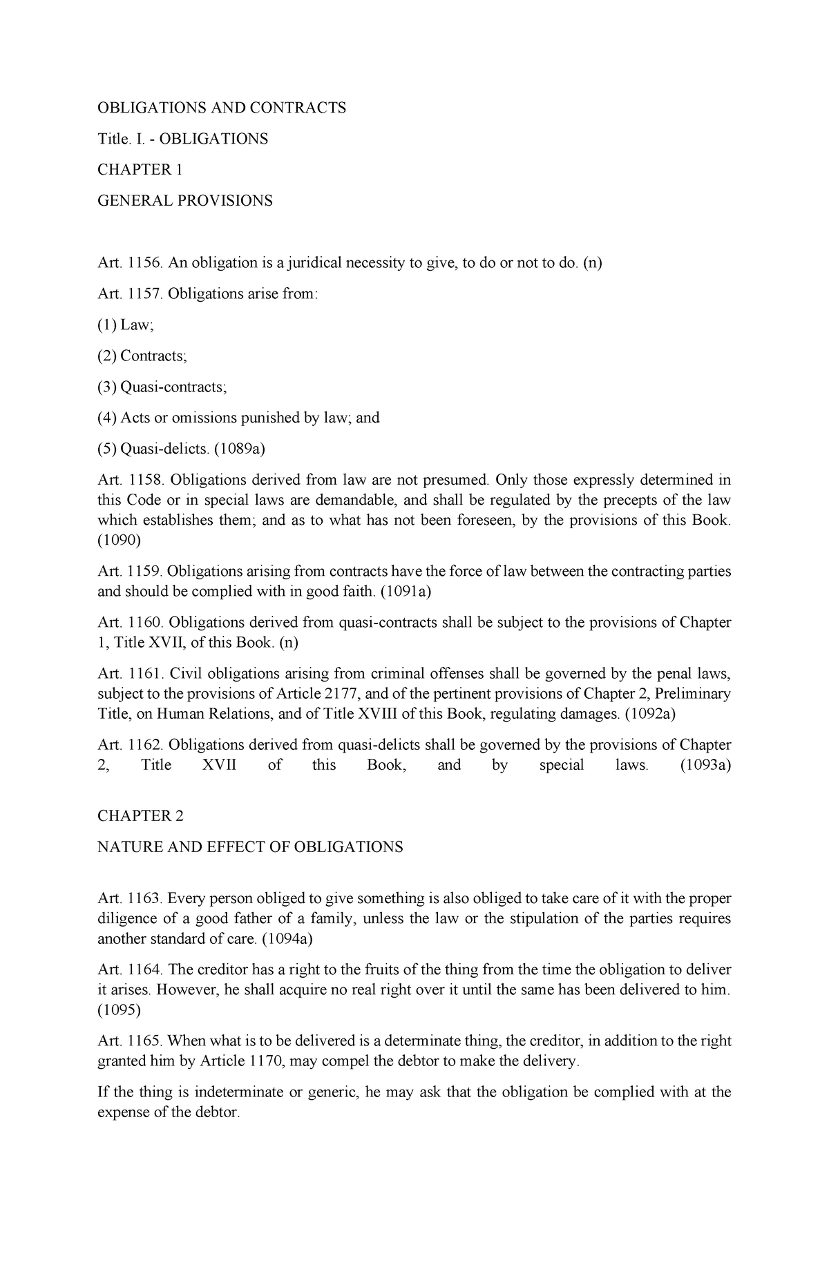 Title. I. - Obligations - Law On Obligations And Contracts - DHVSU ...