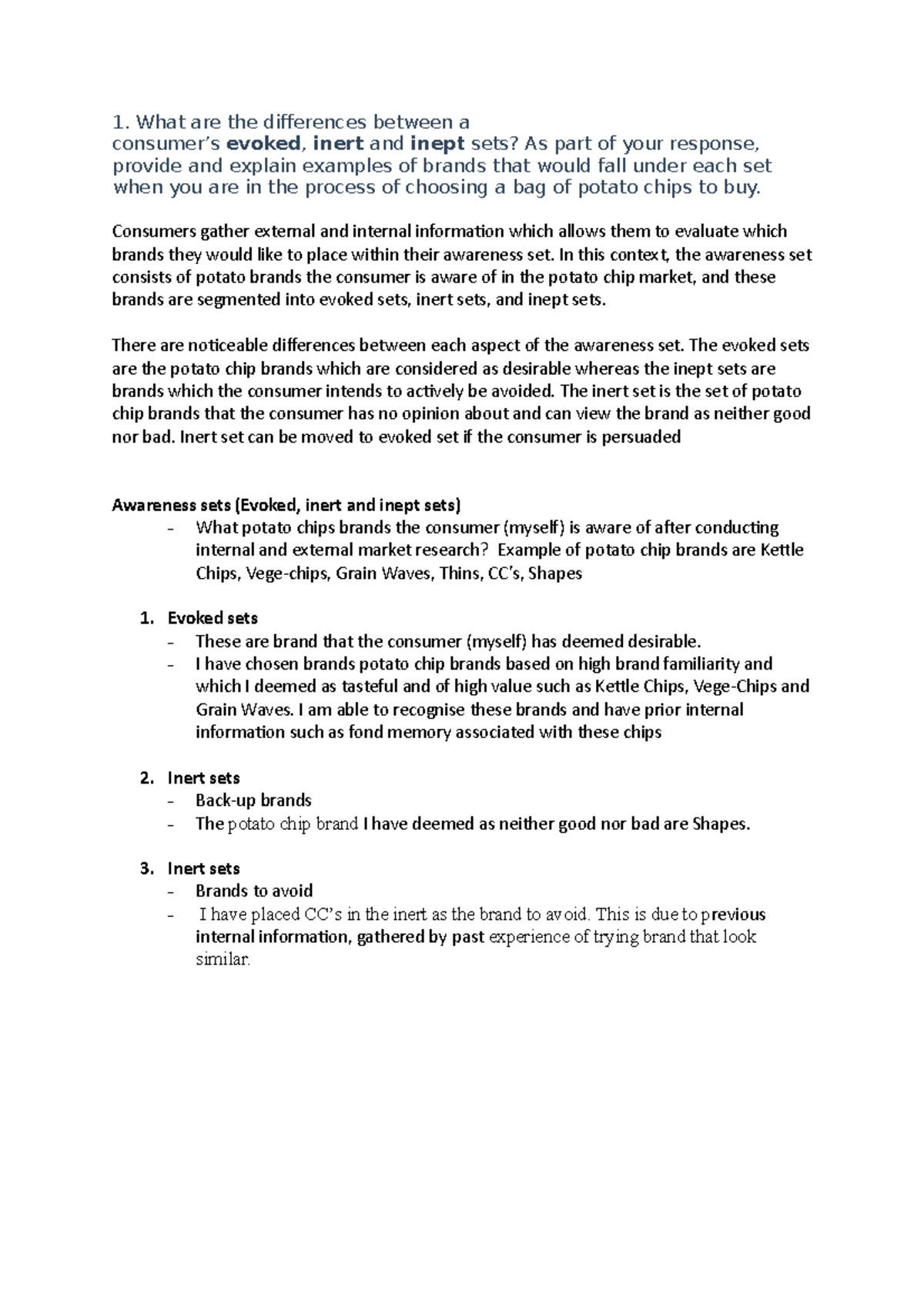 Exam Consumer Behaviour - What are the differences between a consumer’s ...