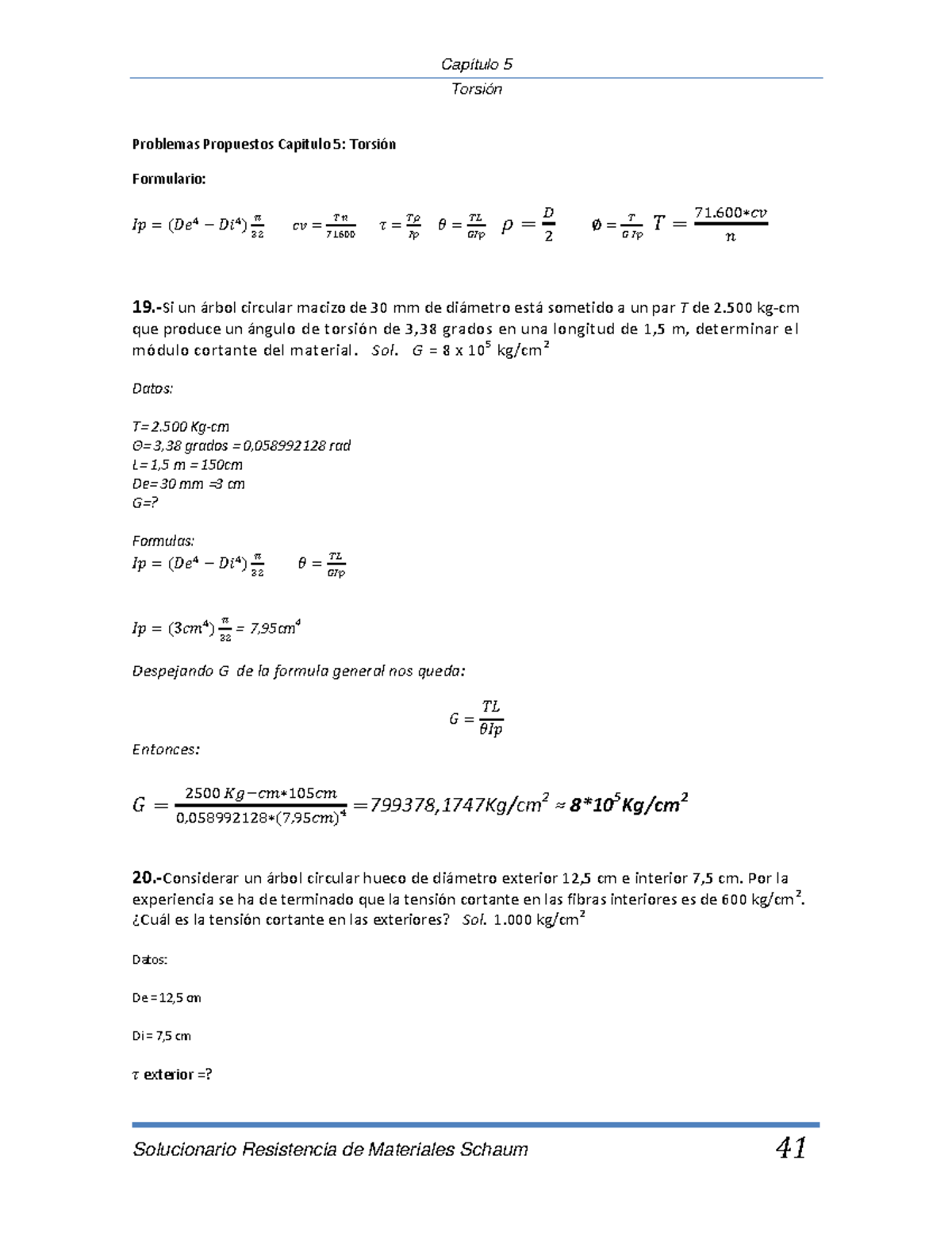 Ejercicios Resueltos Torsion Torsión Solucionario Resistencia De