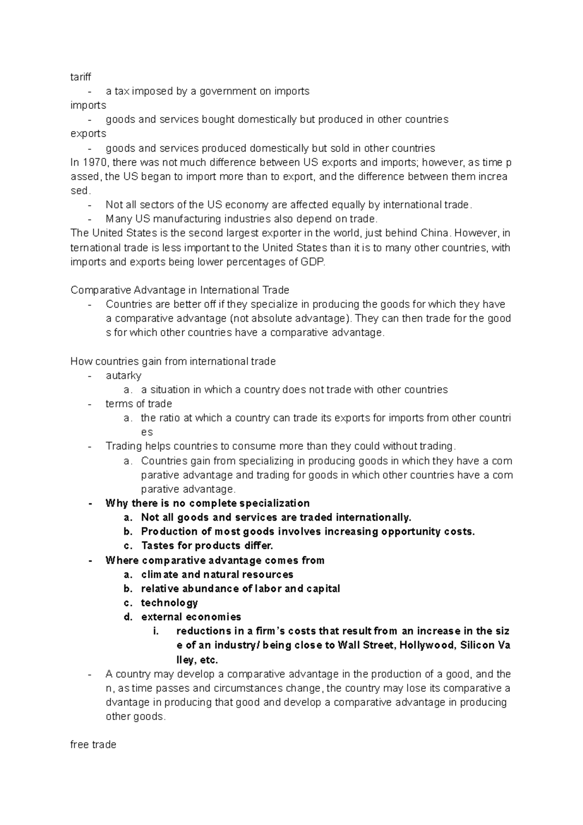 Ch 9. Comparative Advantage and the Gains from International Trade ...