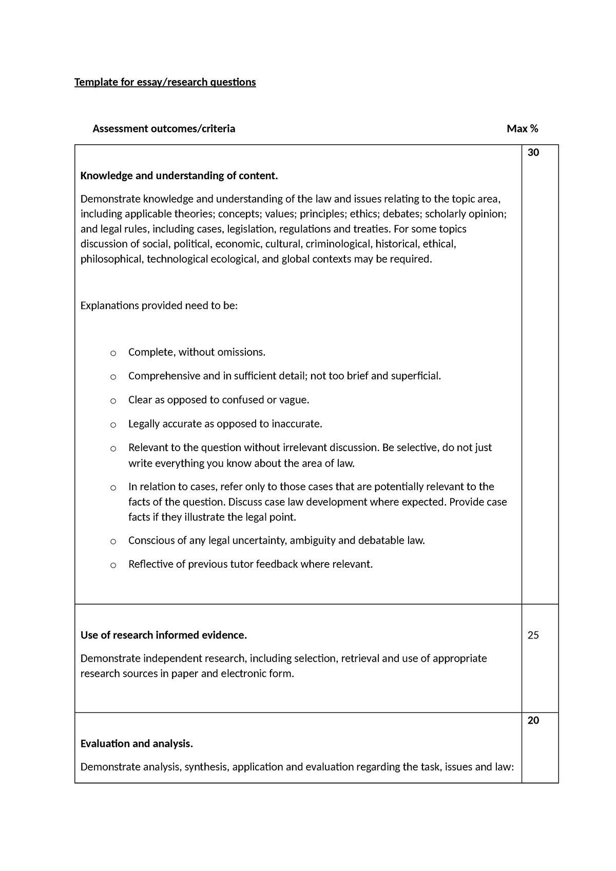 Assesment Templates And Feedback - Template For Essay Research 