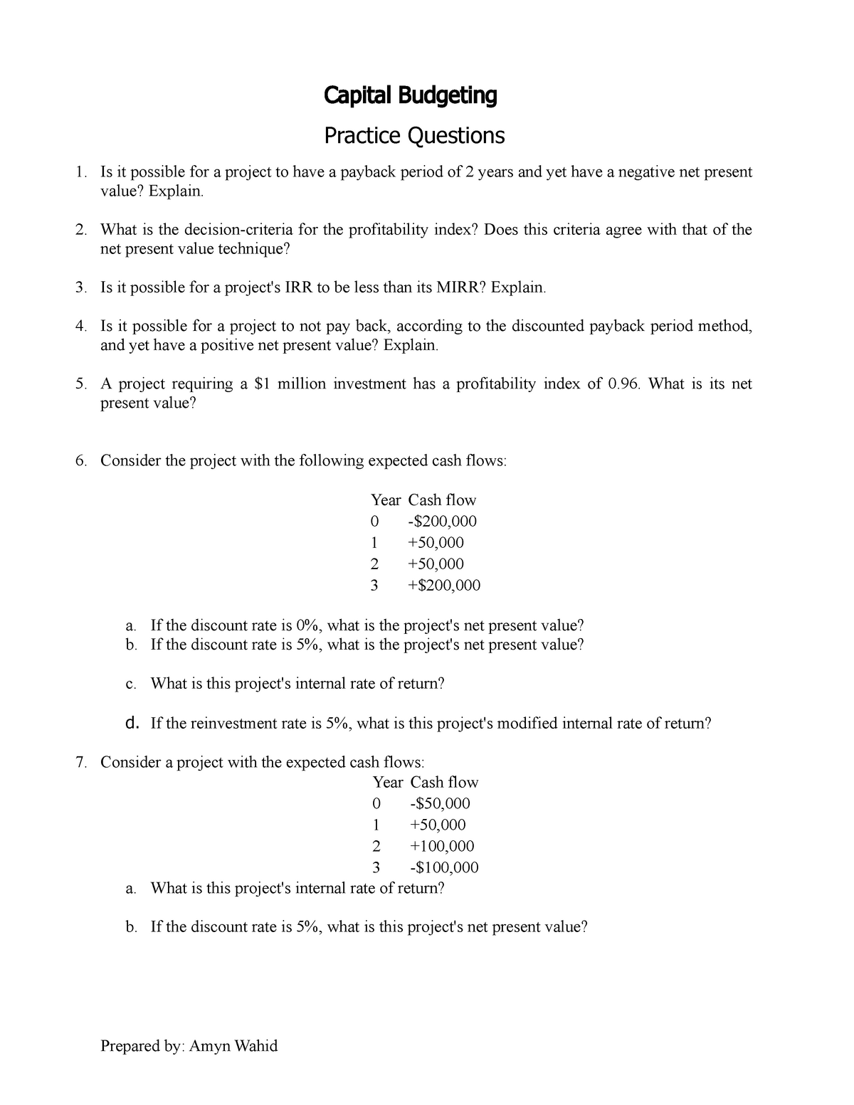 essay questions on capital budgeting