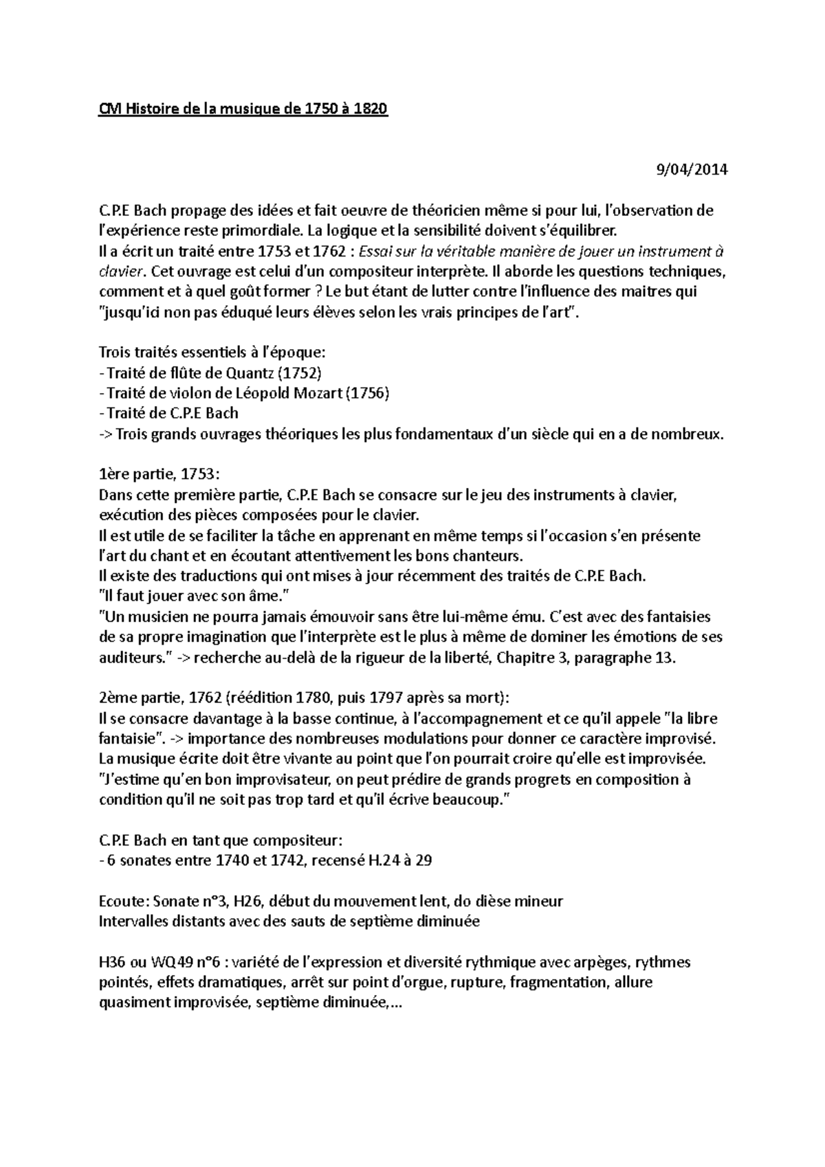 CM Histoire de la musique de 1750 à 1820 7 CM Histoire de la musique
