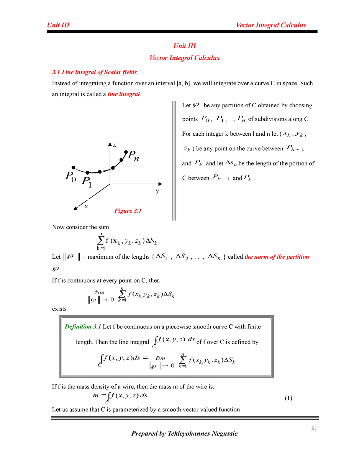 Unit Iii Vector Integral Calculus - Unit III Vector Integral Calculus 3 ...