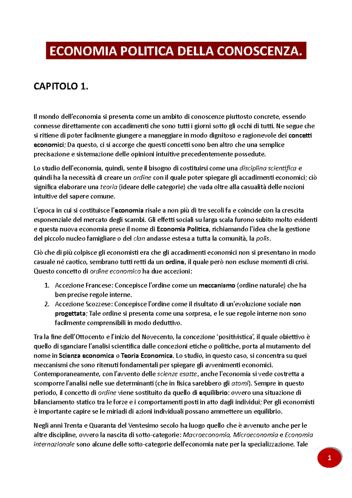 [riassunto] Economia Politica Della Conoscenza - ECONOMIA POLITICA ...