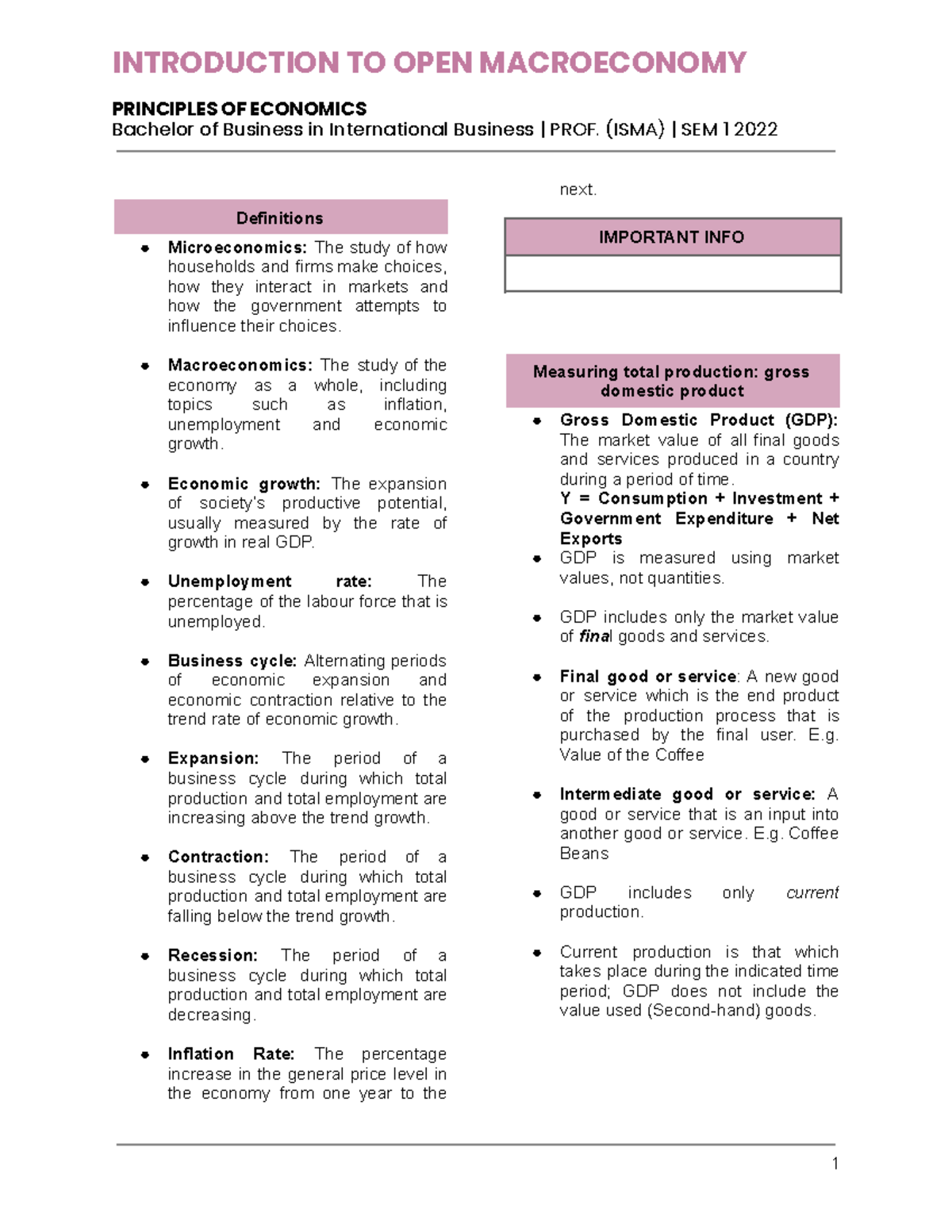 Economics Week 8 - Lecture Notes for Week 8 - PRINCIPLES OF ECONOMICS ...