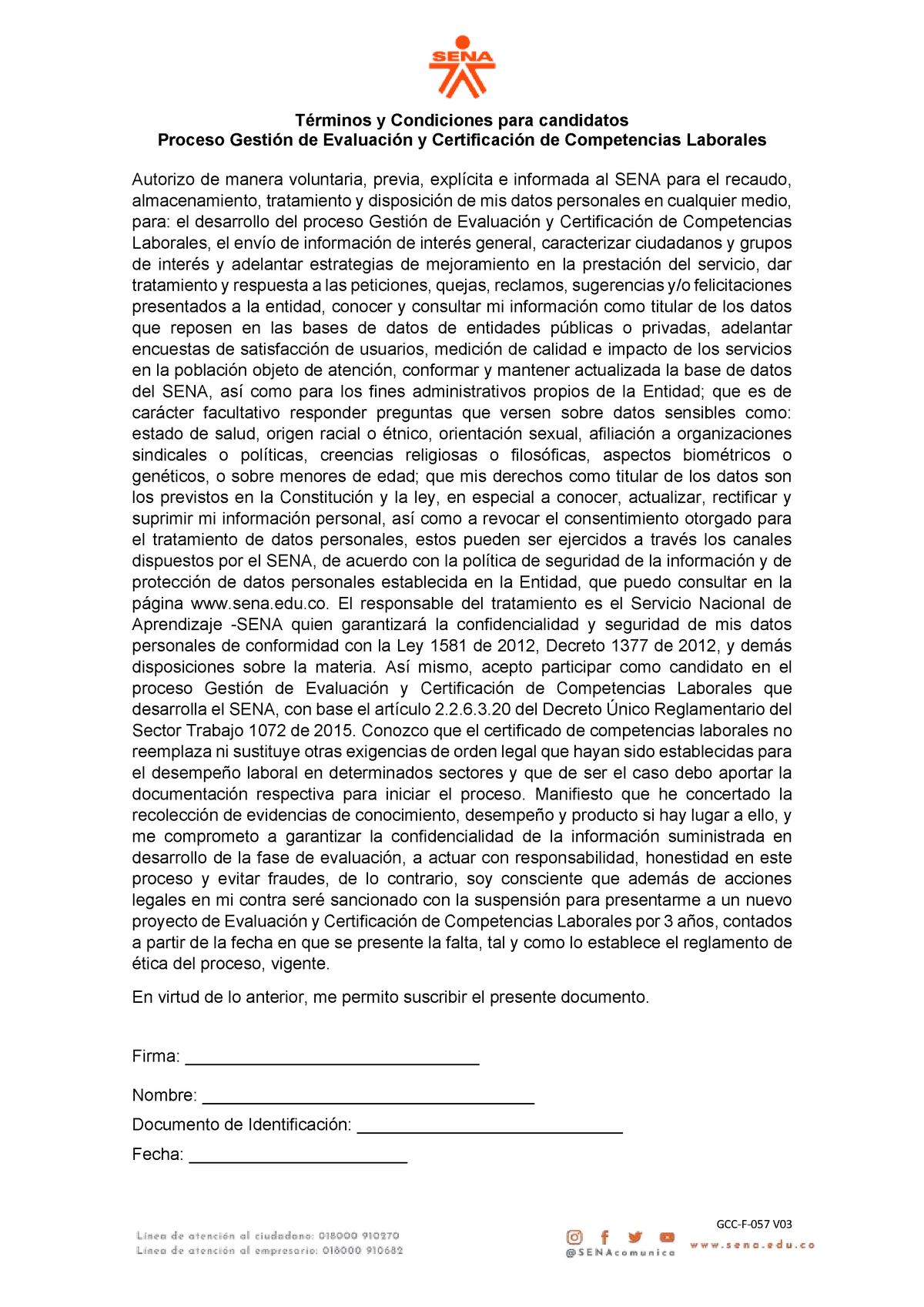 GCC-F-057 Formato Términos y Condiciones para Candidatos - GCC-F-057 V Términos  y Condiciones para - Studocu