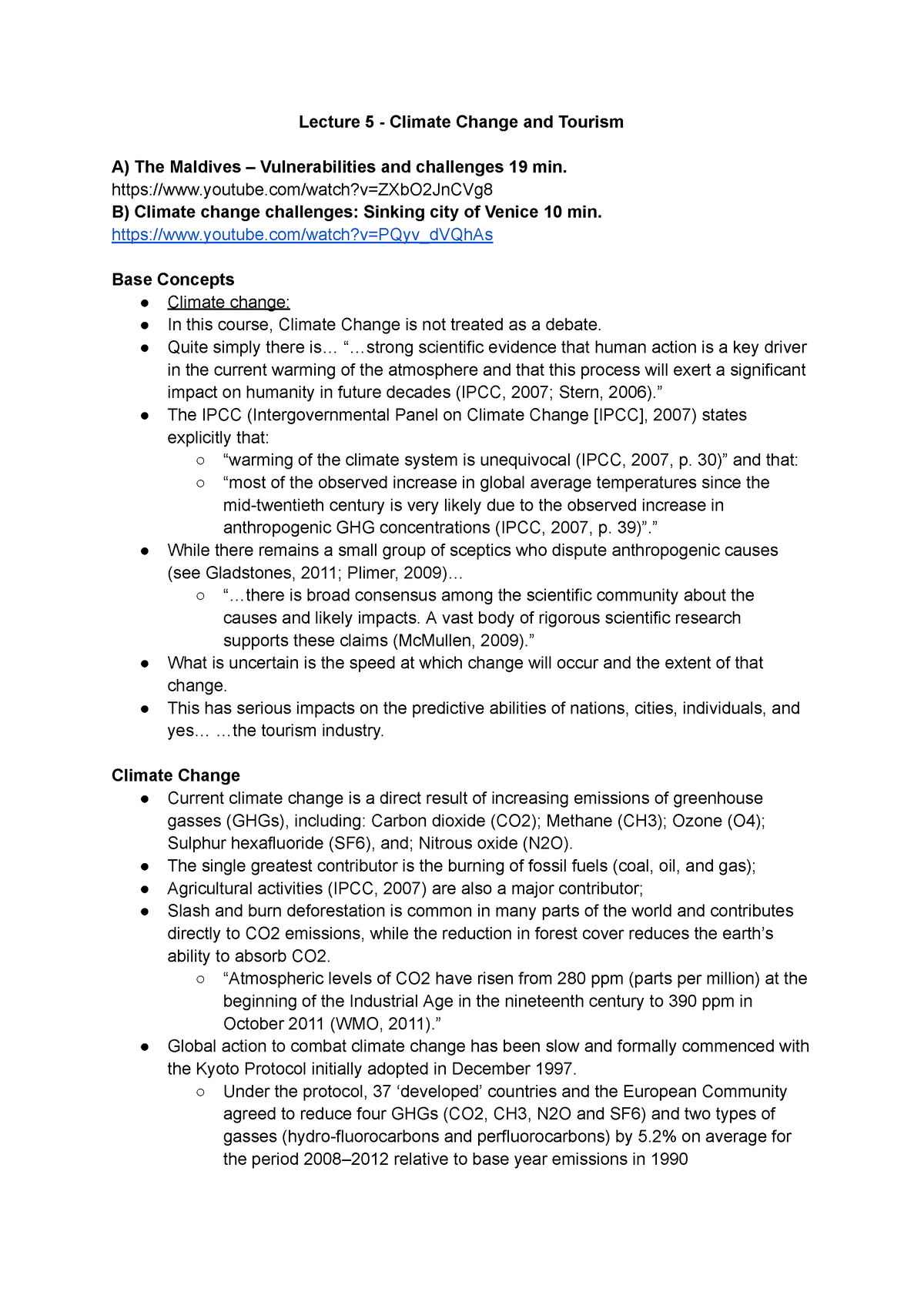 Lec 5-8 - Lecture Notes - Lecture 5 - Climate Change And Tourism A) The ...