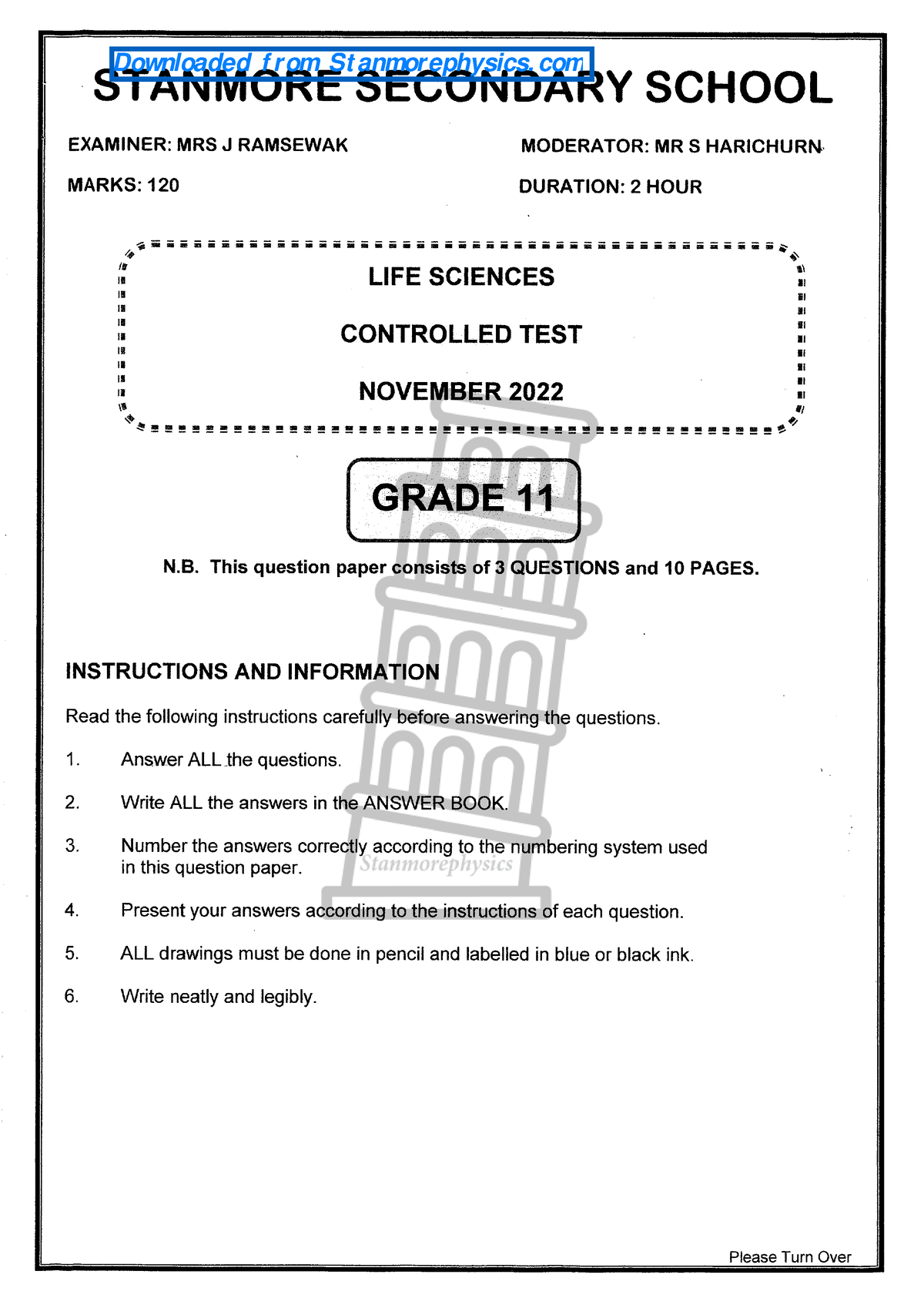 life sciences grade 11 assignment memo pdf download