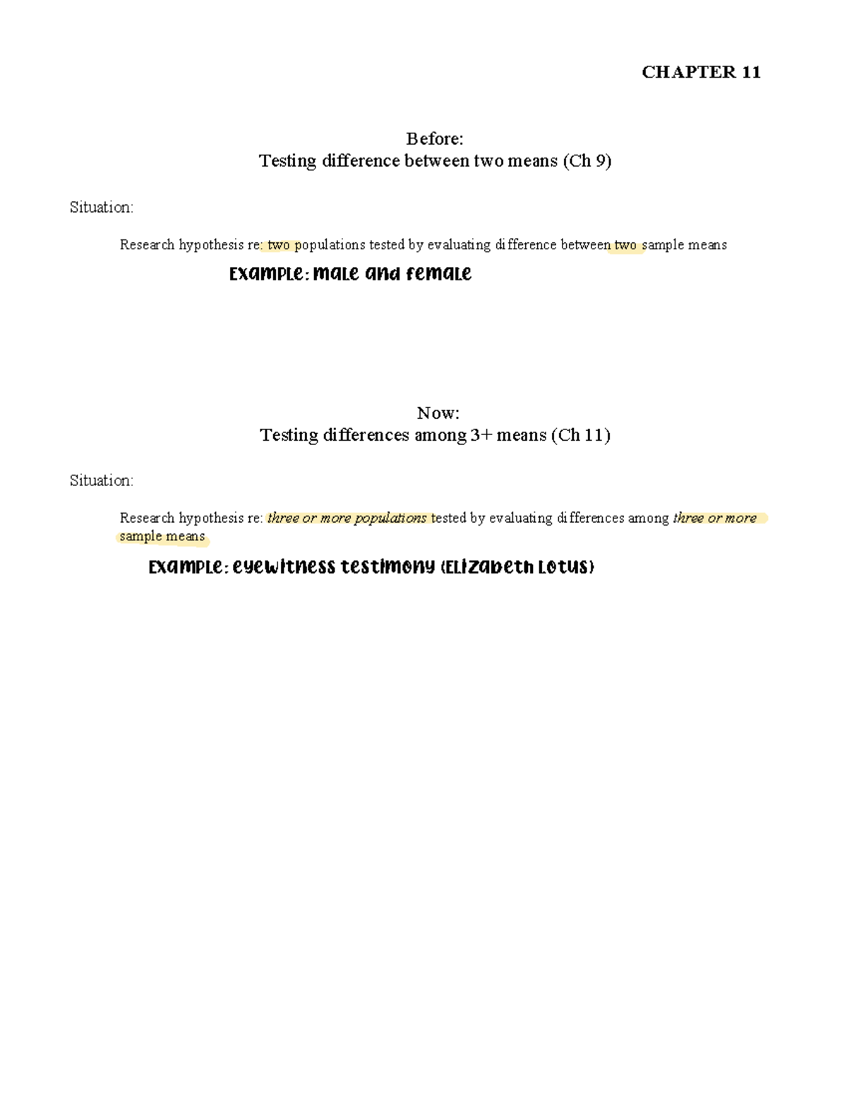 Ch 11 Oneway Anova - Chapter 11 Notes - CHAPTER 11 Before: Testing ...