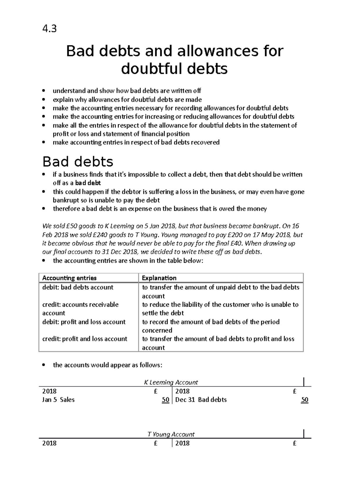 43 Bad Debts And Allowances For Doubtful Debts 4 Bad Debts And Allowances For Doubtful Debts 4989