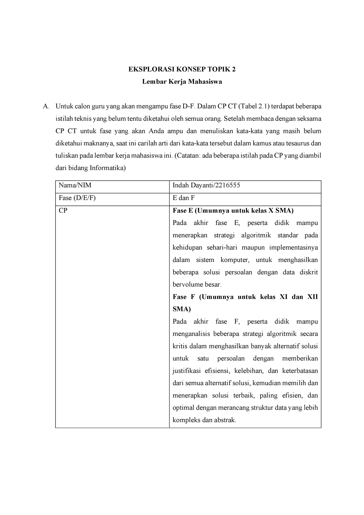 Eksplorasi Konsep Topik 2 - EKSPLORASI KONSEP TOPIK 2 Lembar Kerja ...