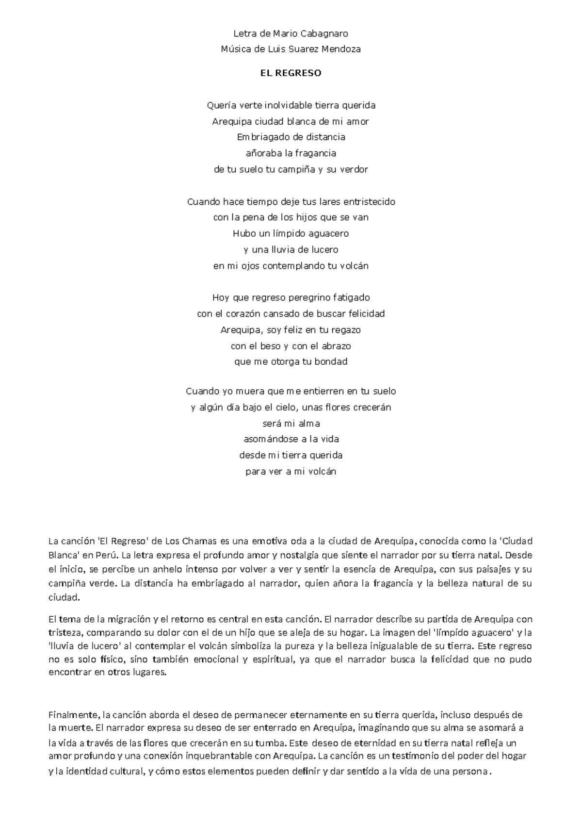 Letra de Mario Cabagnaro.docx Reseña - Letra de Mario Cabagnaro Música ...