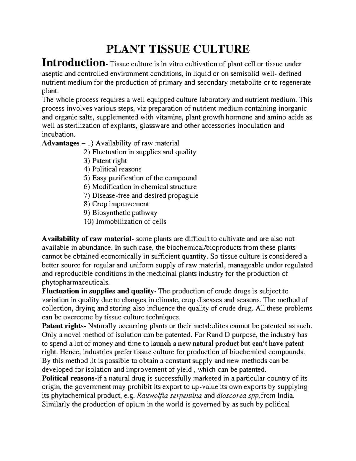 Plant tissue culture PLANT TISSUE CULTURE Introduction Tissue