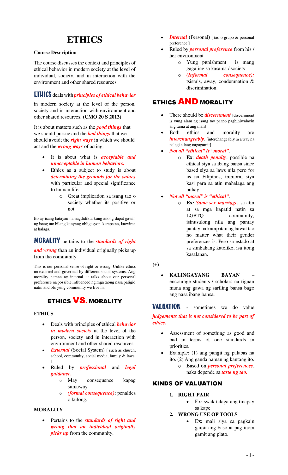 Ethics-Reviewer - Lecture Notes In Ethics- Chapter 1 To Chapter 5 ...