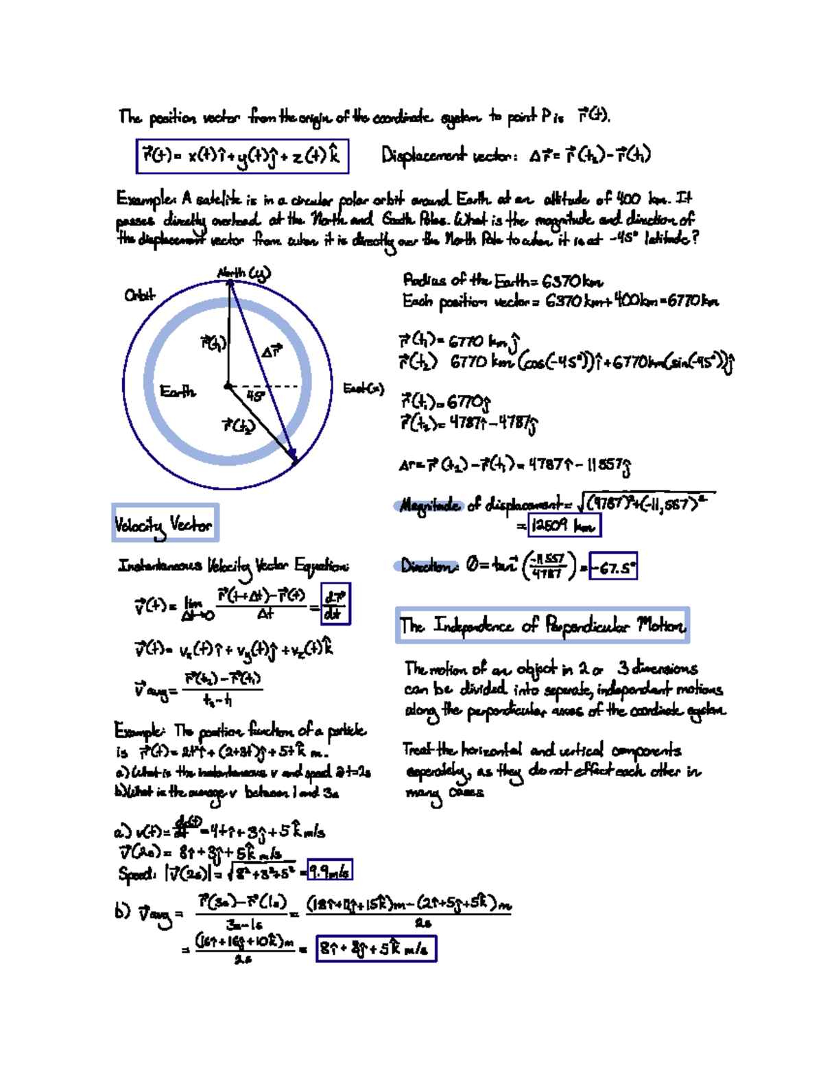 4.1 Displacement and Velocity Vectors - Thepositionvector ...