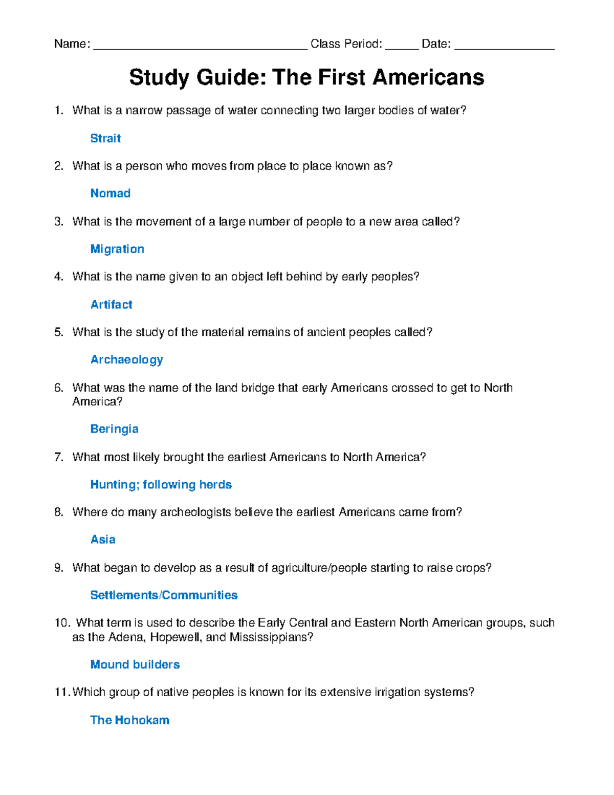 Unit+1+Study+Guide++-+The+First+Americans+-+KEY - Name ...