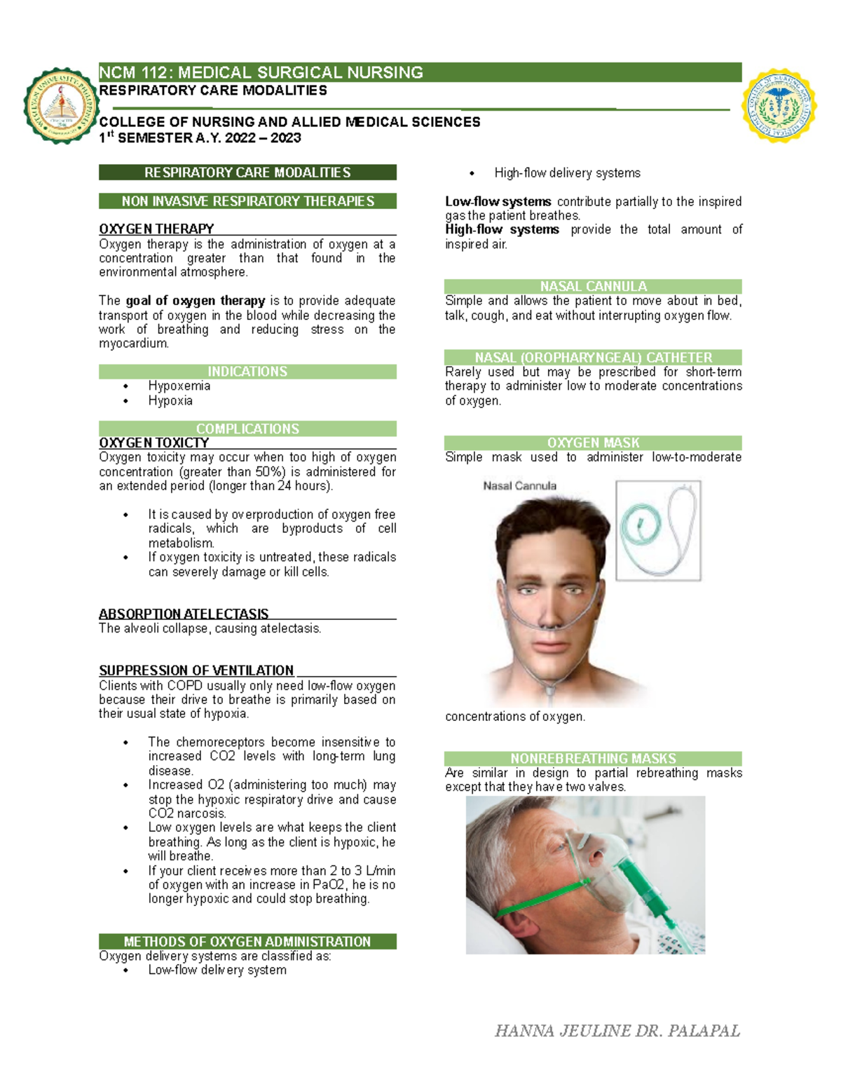 Ms trans respiratory care modalities RESPIRATORY CARE MODALITIES