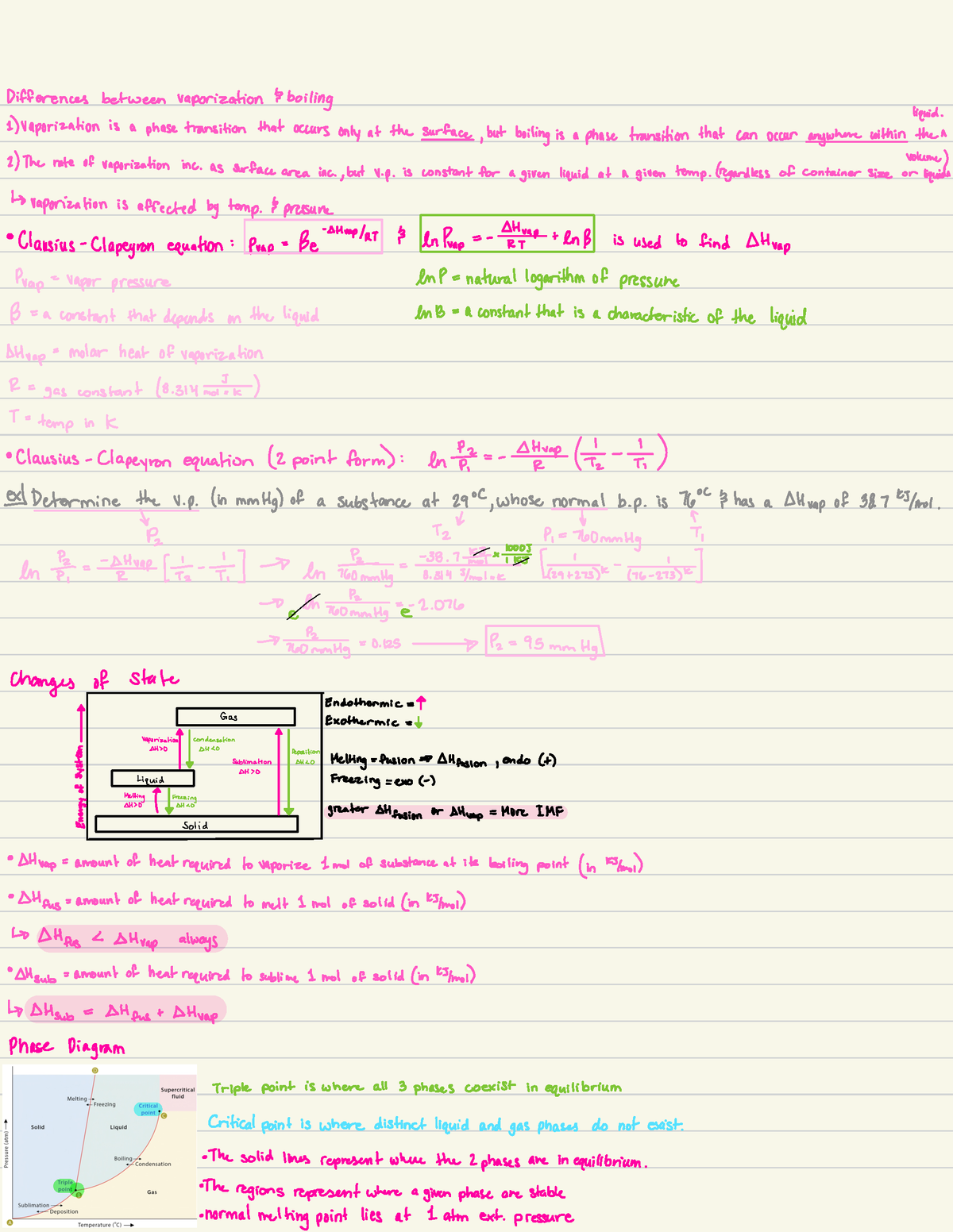 Chem 136 - Notes - Differences Between Vaporization B Boiling Liquid ...