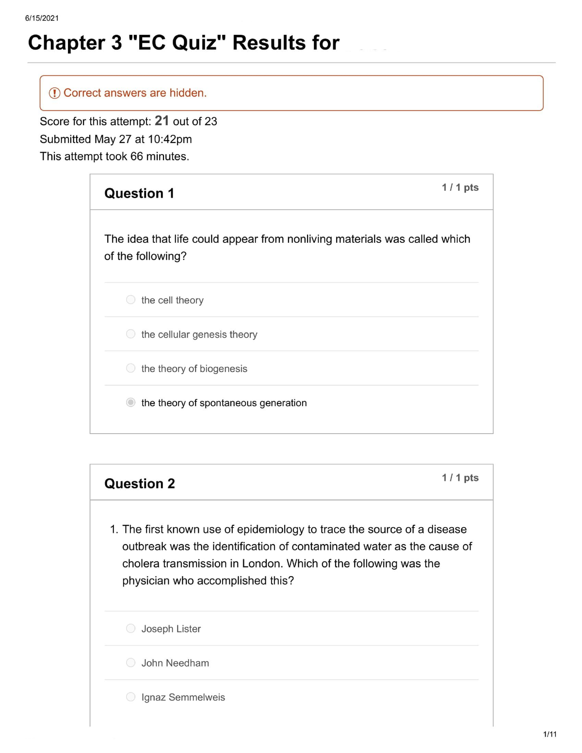 Ch3 Extra Credit Quiz - chapter 3 quiz - BIO 150 - LFCC - Studocu