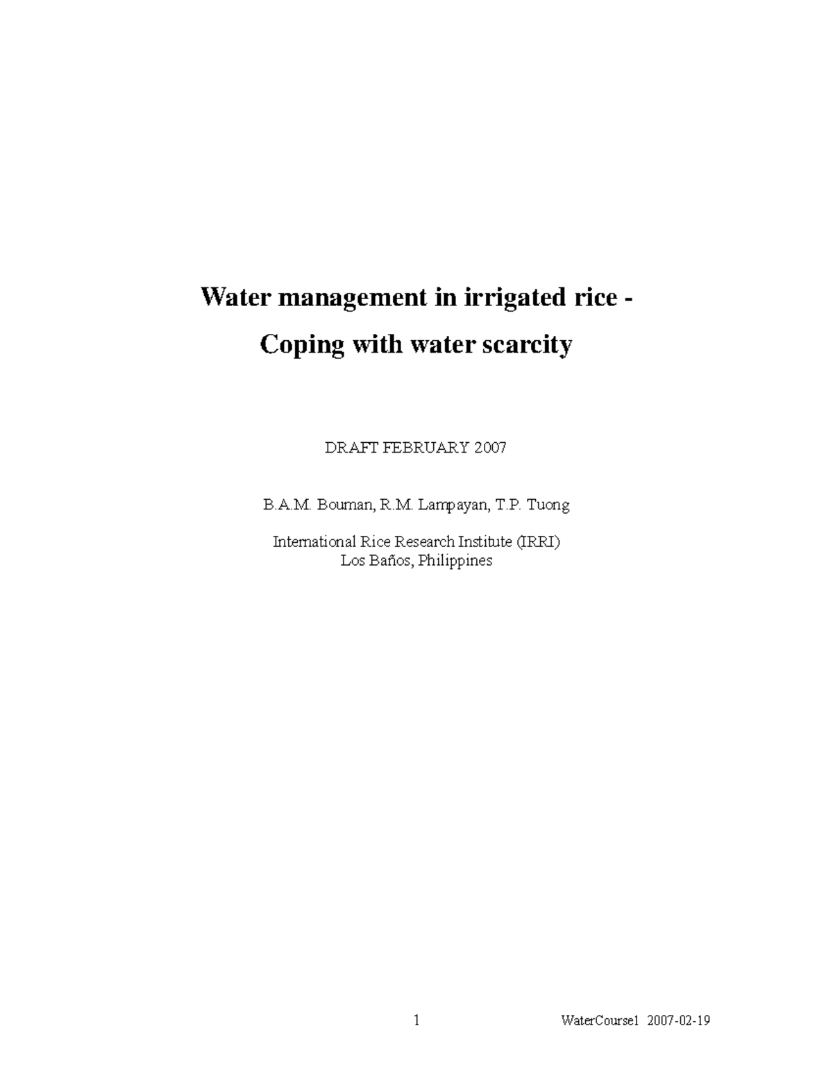 Communication skills - Water management in irrigated rice - Coping with ...