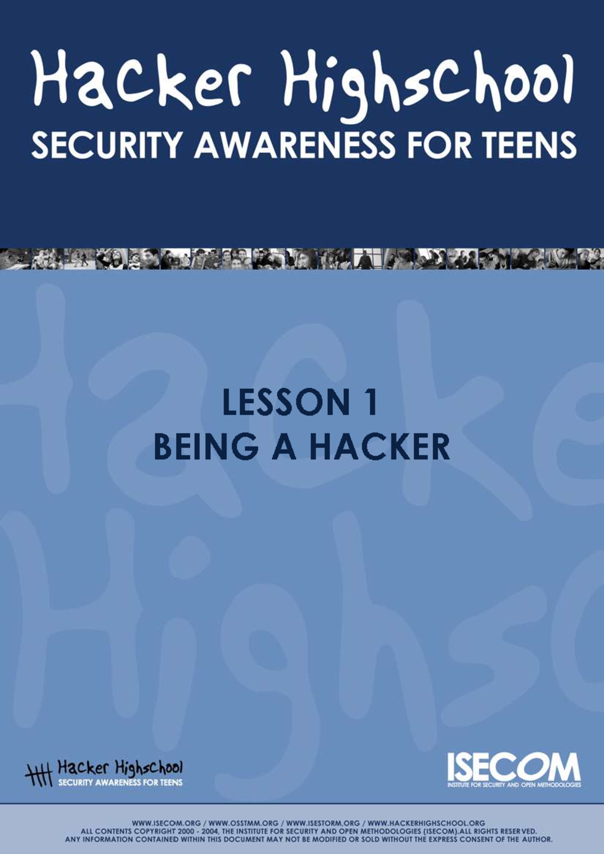 Being a Hacker - dfhfbf - LESSON 1 BEING A HACKER “License for Use ...