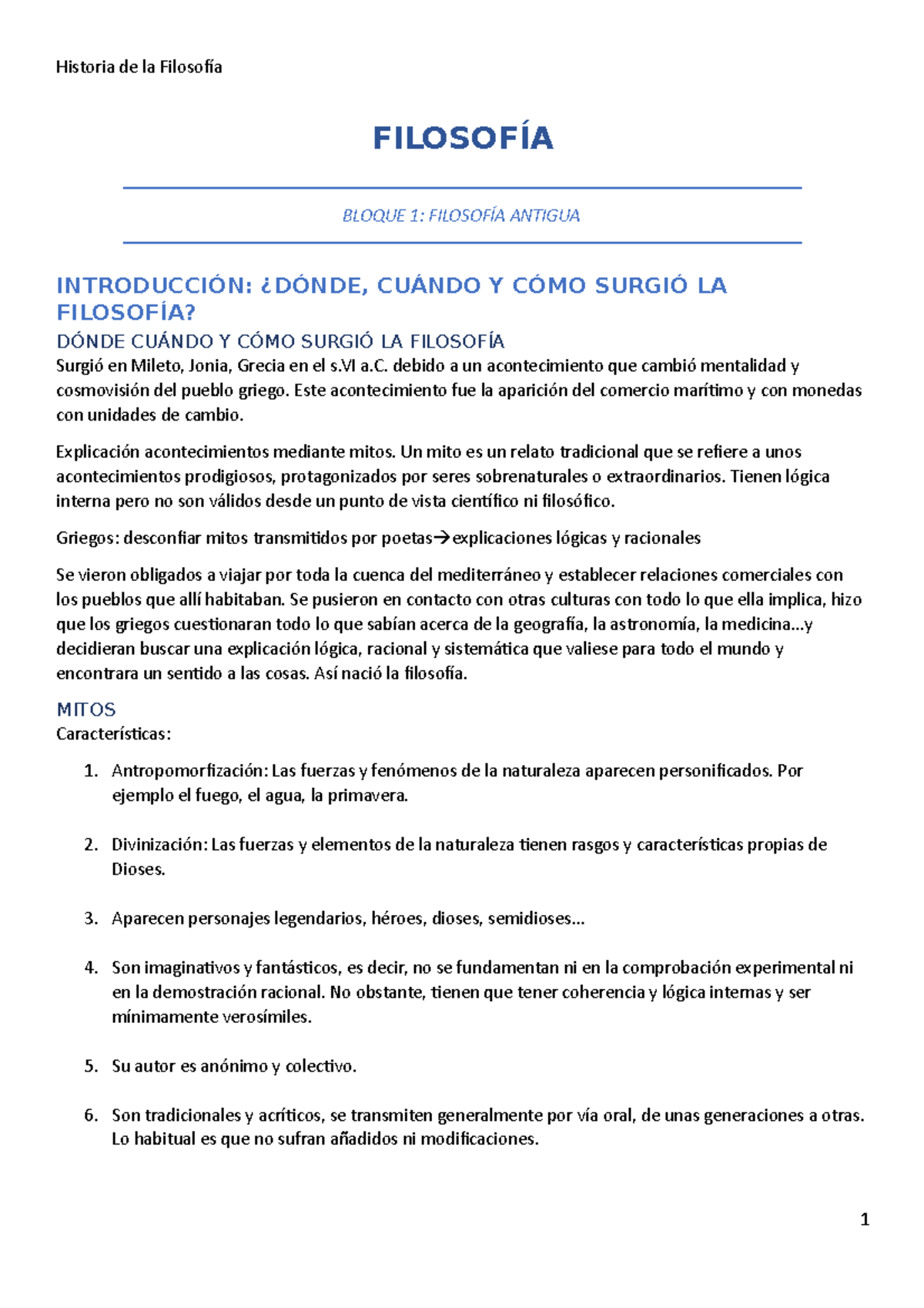 Apuntes Filosofía 2ºBACH - Historia De La Filosofía FILOSOFÍA BLOQUE 1 ...